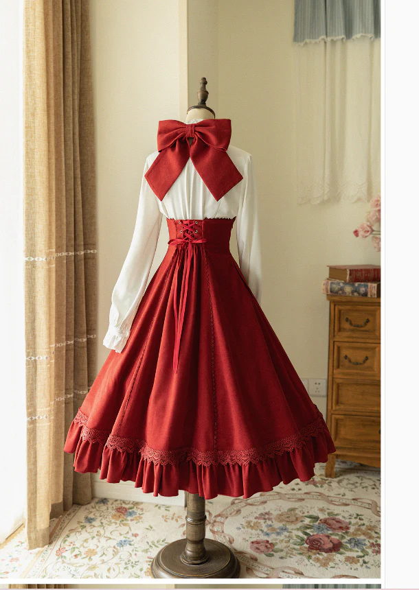 South of the Forest - Vintage Lolita Halter JSK Dress, French Style Blouse - Image 10