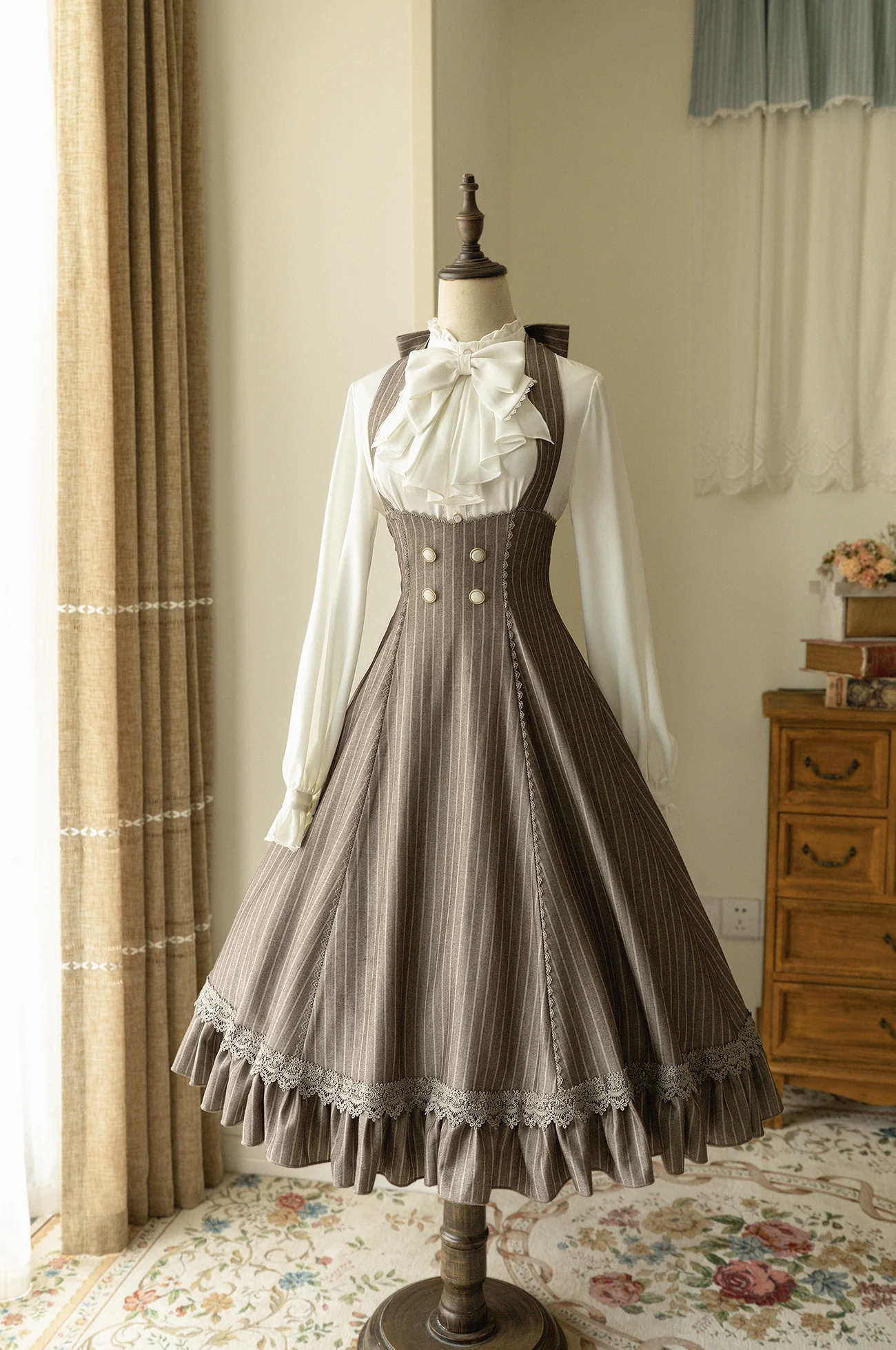South of the Forest - Vintage Lolita Halter JSK Dress, French Style Blouse - Image 11