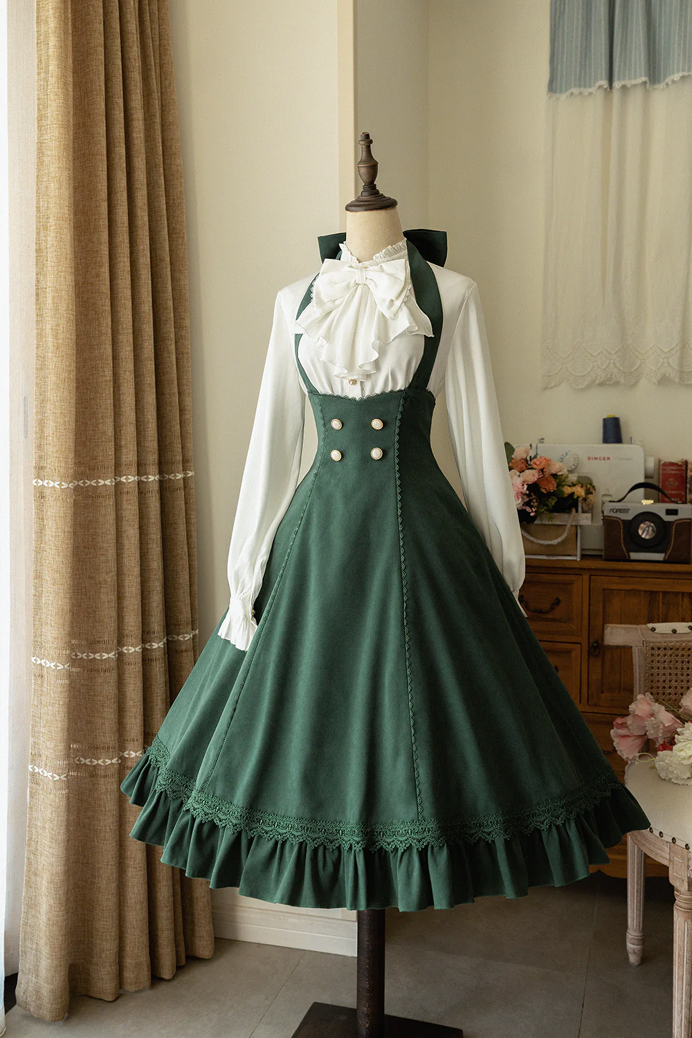 South of the Forest - Vintage Lolita Halter JSK Dress, French Style Blouse - Image 15