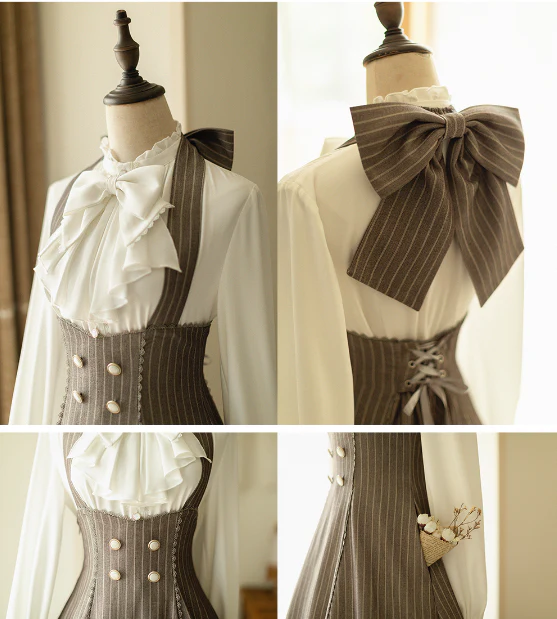 South of the Forest - Vintage Lolita Halter JSK Dress, French Style Blouse - Image 21
