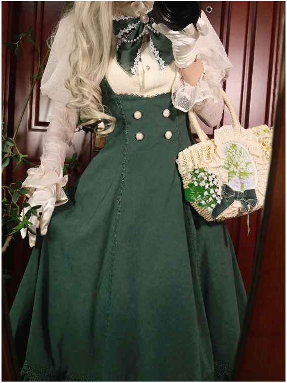South of the Forest - Vintage Lolita Halter JSK Dress, French Style Blouse - Image 29
