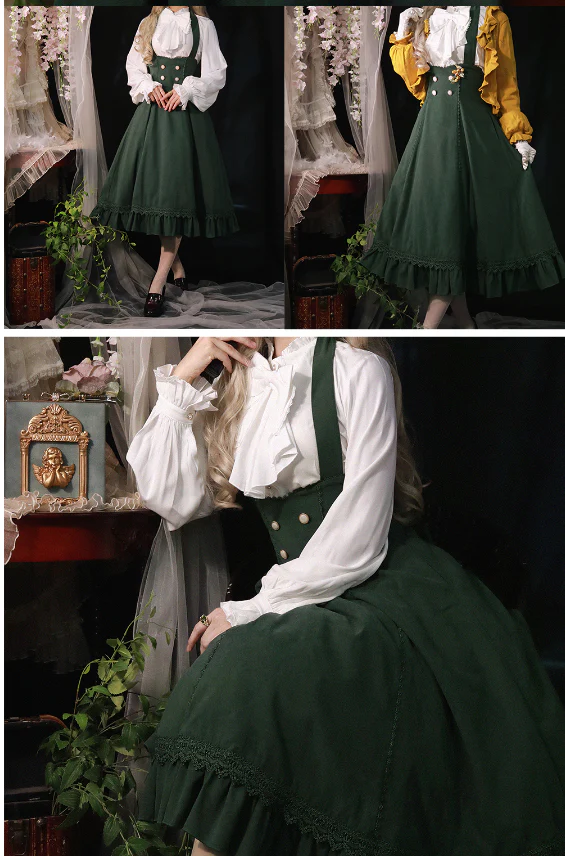 South of the Forest - Vintage Lolita Halter JSK Dress, French Style Blouse - Image 32