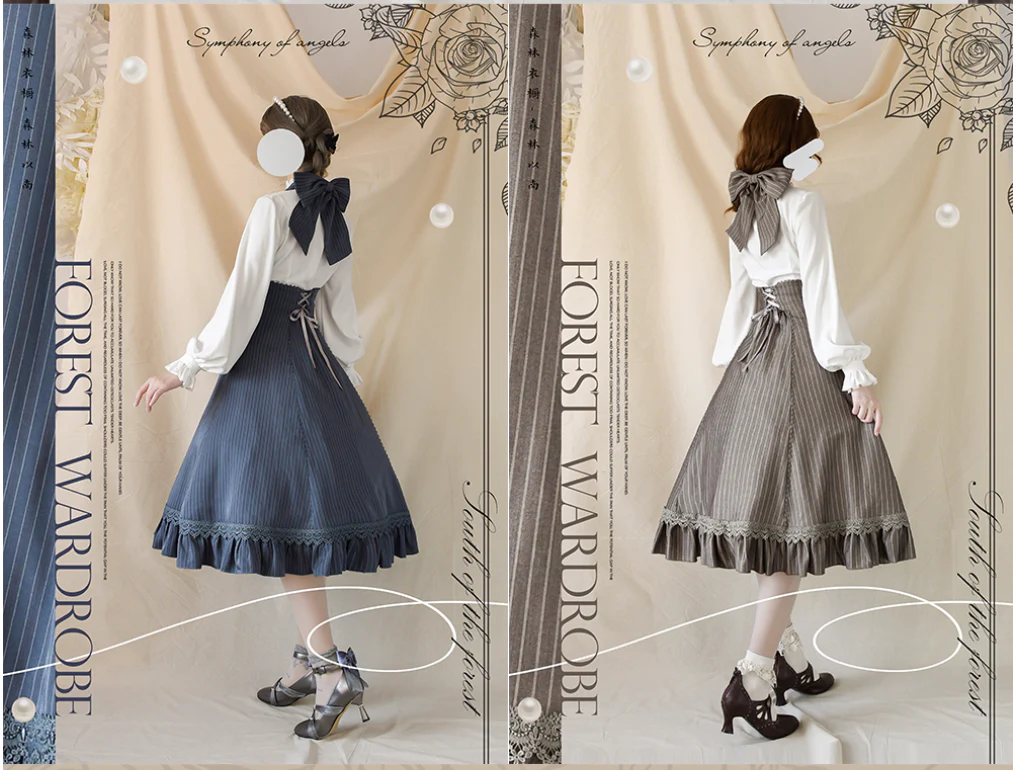 South of the Forest - Vintage Lolita Halter JSK Dress, French Style Blouse - Image 7