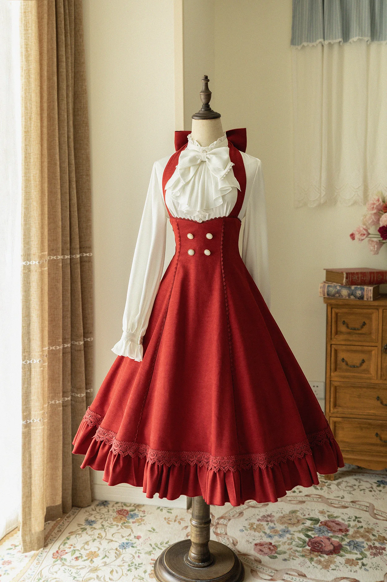 South of the Forest - Vintage Lolita Halter JSK Dress, French Style Blouse - Image 9