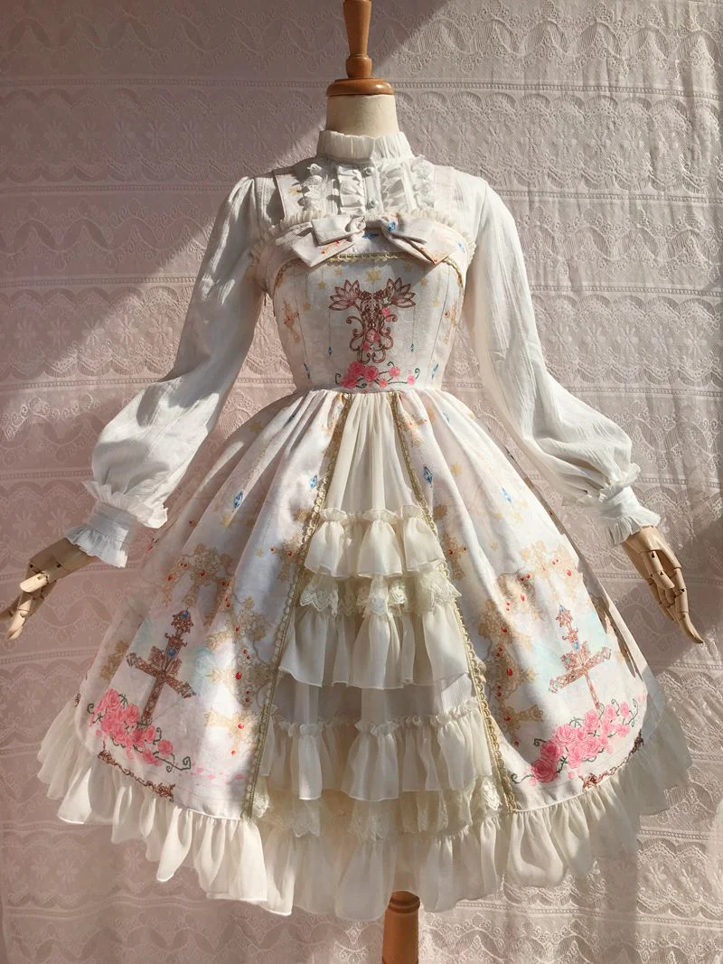 Peacock Cross - Printed Winter Classic Lolita JSK - Image 3