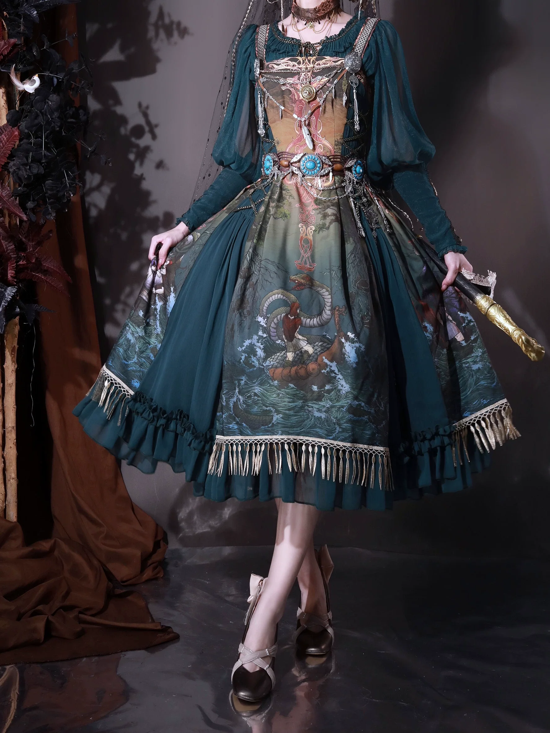 Ragnarok - Nordic Style Loki Lolita JSK SK Dress - Image 17