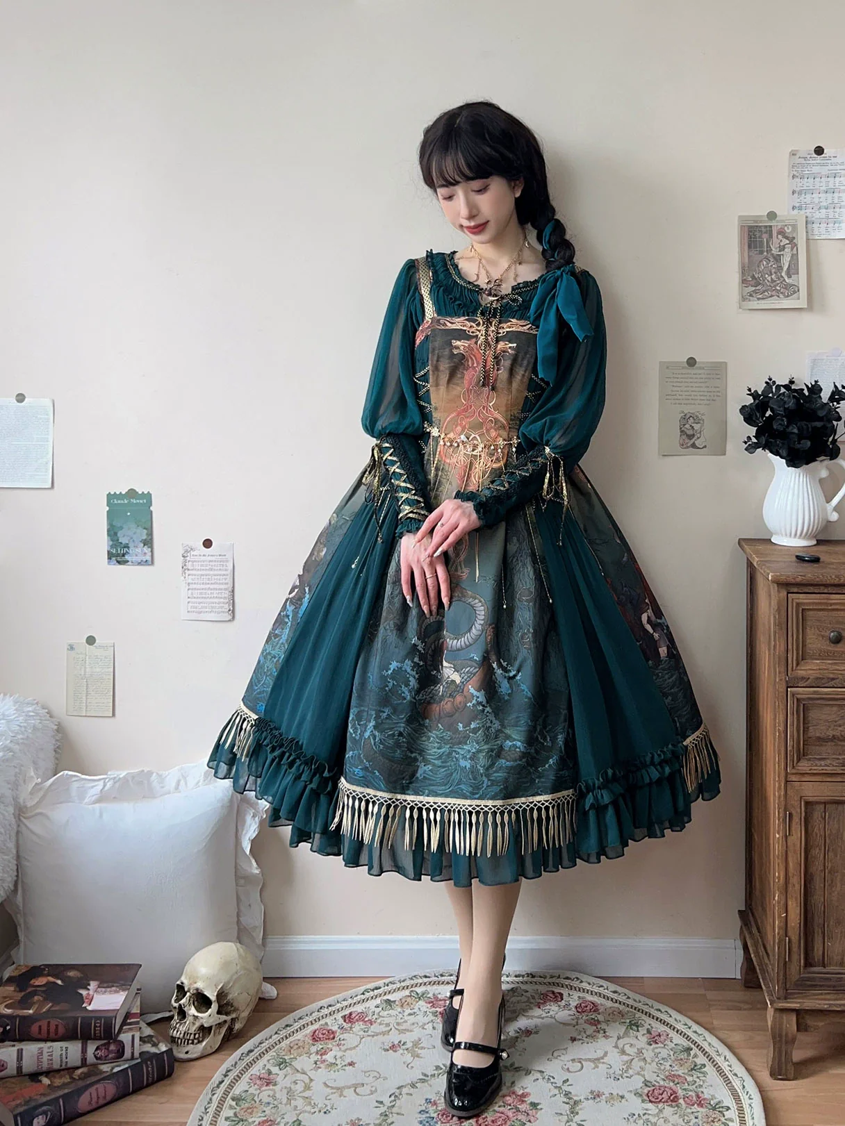 Ragnarok - Nordic Style Loki Lolita JSK SK Dress - Image 21