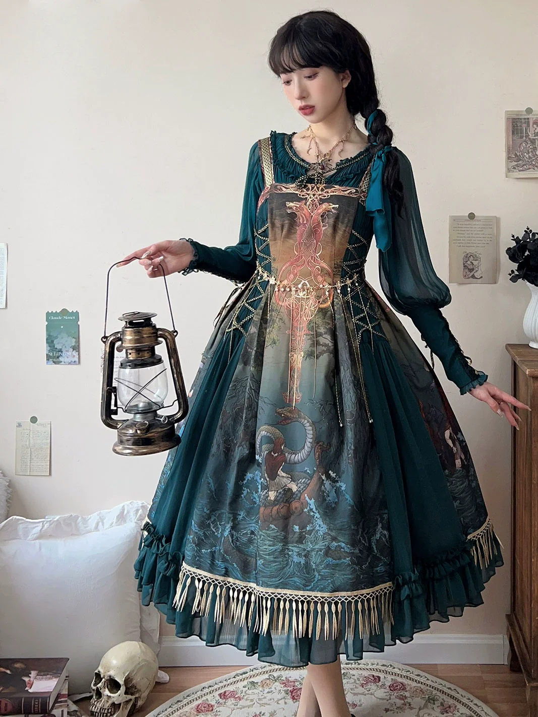 Ragnarok - Nordic Style Loki Lolita JSK SK Dress - Image 23