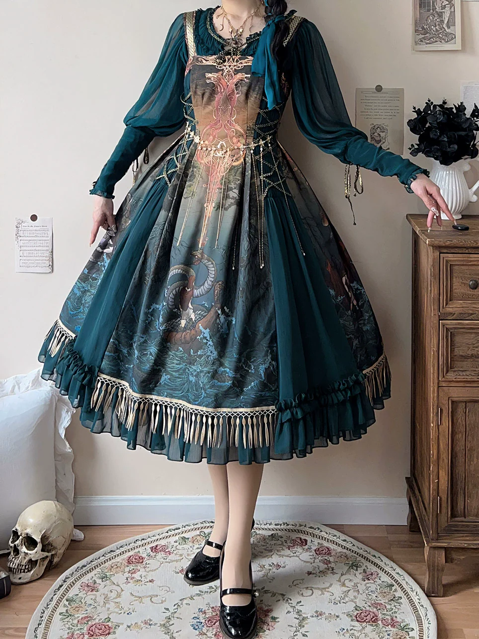 Ragnarok - Nordic Style Loki Lolita JSK SK Dress - Image 24