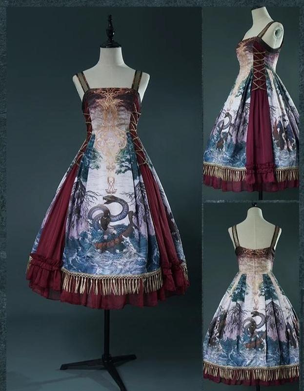Ragnarok - Nordic Style Loki Lolita JSK SK Dress - Image 53
