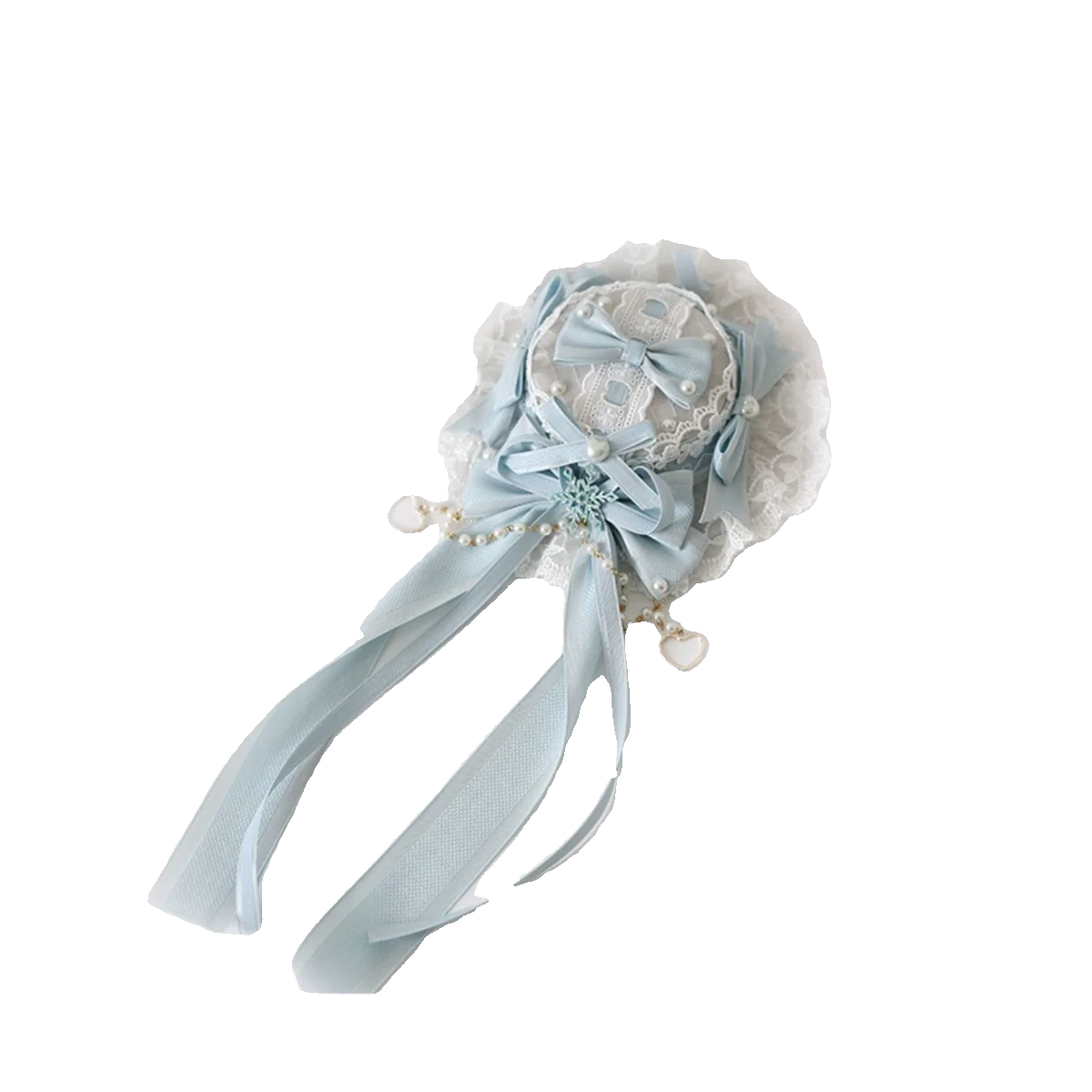 Xiaogui - Christmas Classic Lolita Lace Bow Ice Blue Bonnet - Image 8