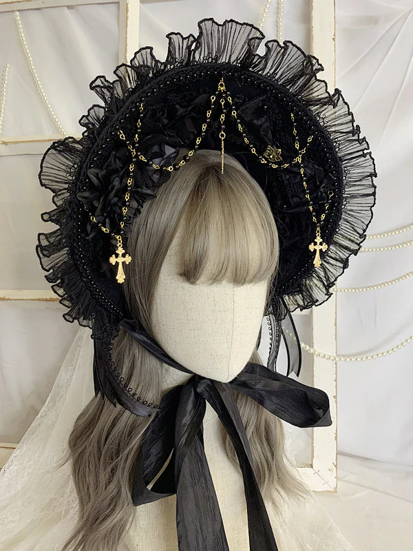 Sweet Jelly Lolita - Goth Lolita Bornet Elegant BNT Headdress - Image 3