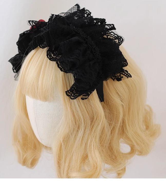 Xiaogui - Goth Lolita Headwear Black Lace KC - Image 3