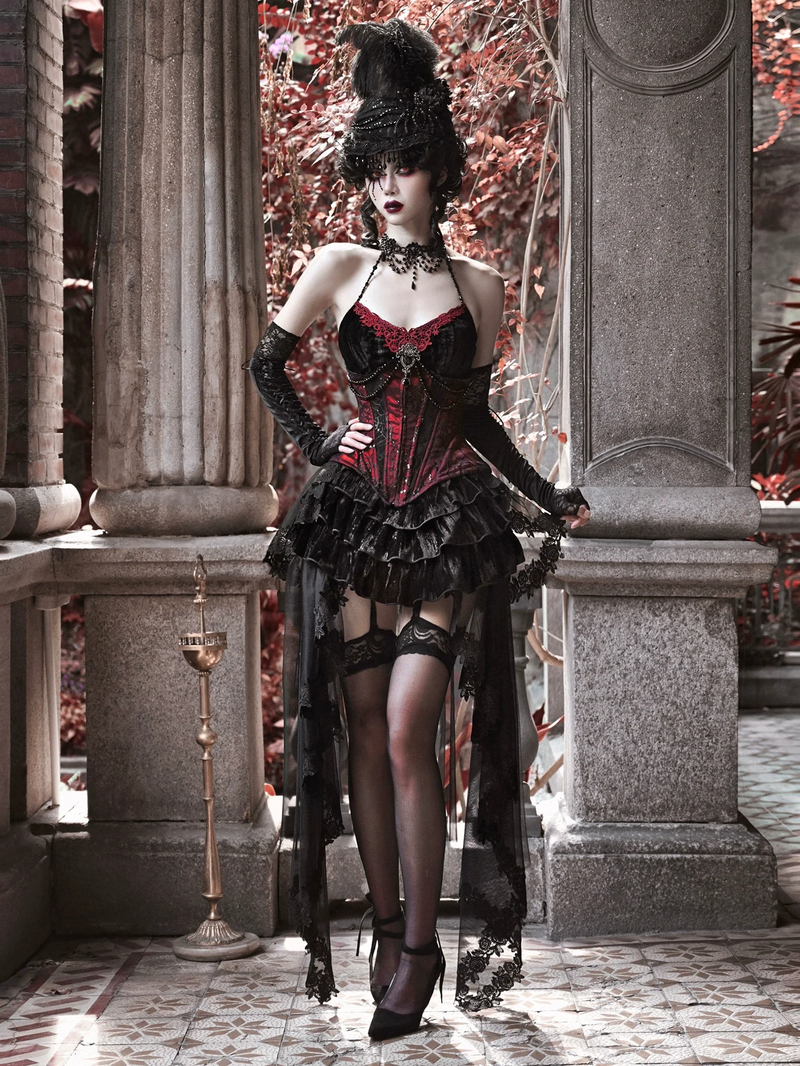 Blood Supply - Duchess - Velvet Gothic Lolita Dress, Corset & Skirt - Image 3
