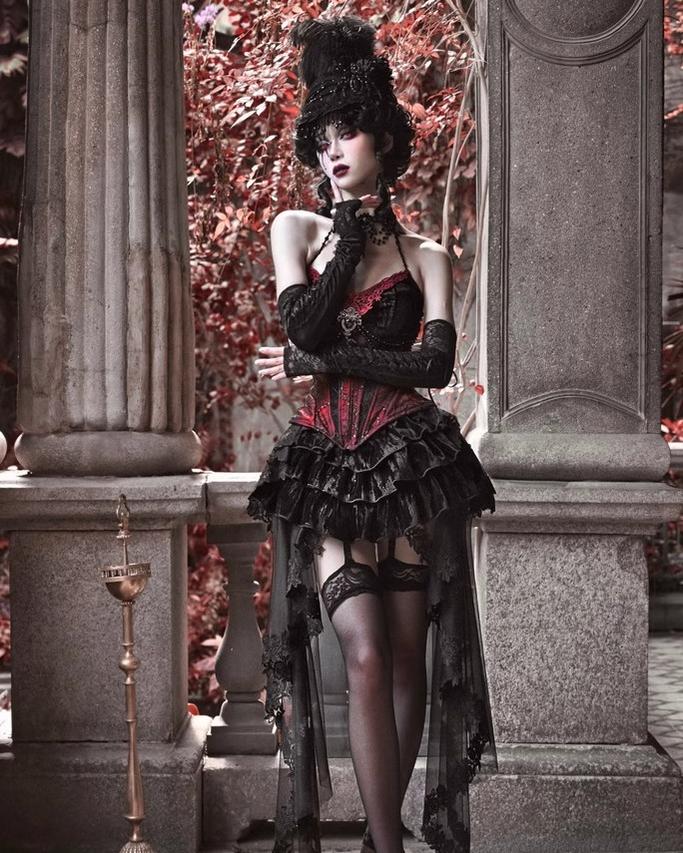 Blood Supply - Duchess - Velvet Gothic Lolita Dress, Corset & Skirt - Image 4