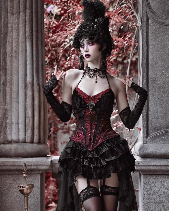 Blood Supply - Duchess - Velvet Gothic Lolita Dress, Corset & Skirt - Image 5