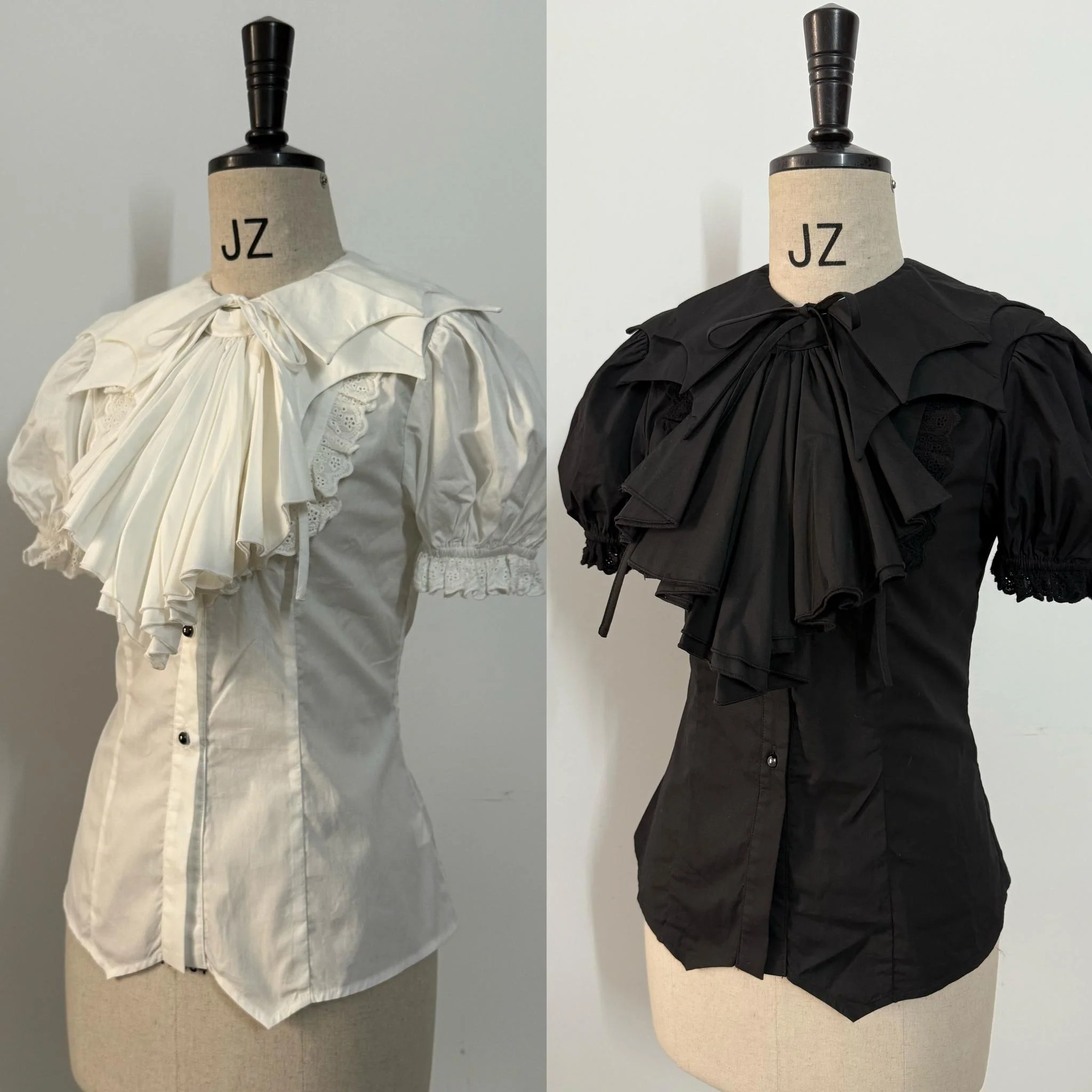 Gazing Galactic - Dusk Melody - Gothic Lolita Bat Shaped Collar Shirt, Detachable Jabot - Image 3