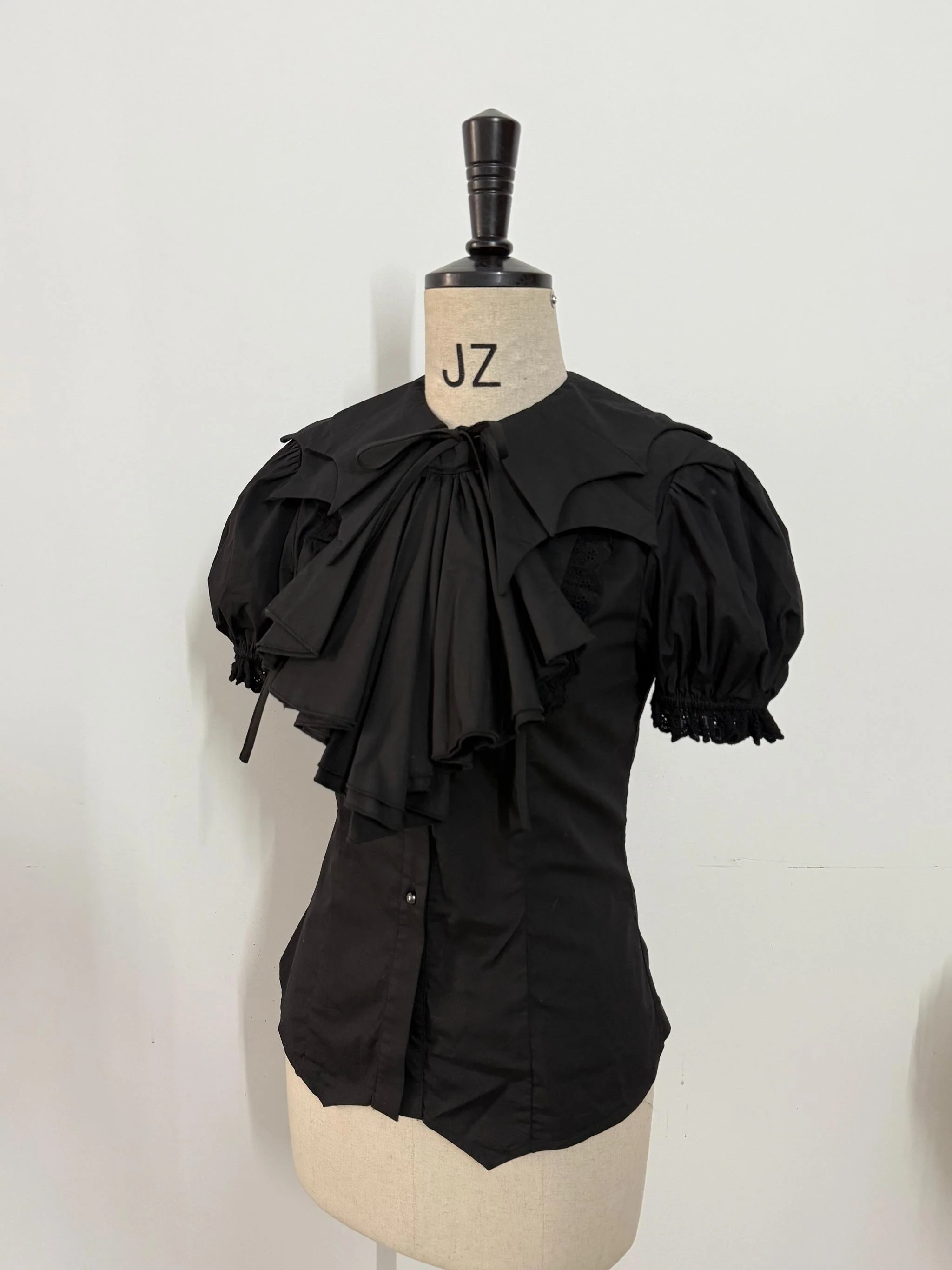 Gazing Galactic - Dusk Melody - Gothic Lolita Bat Shaped Collar Shirt, Detachable Jabot - Image 4