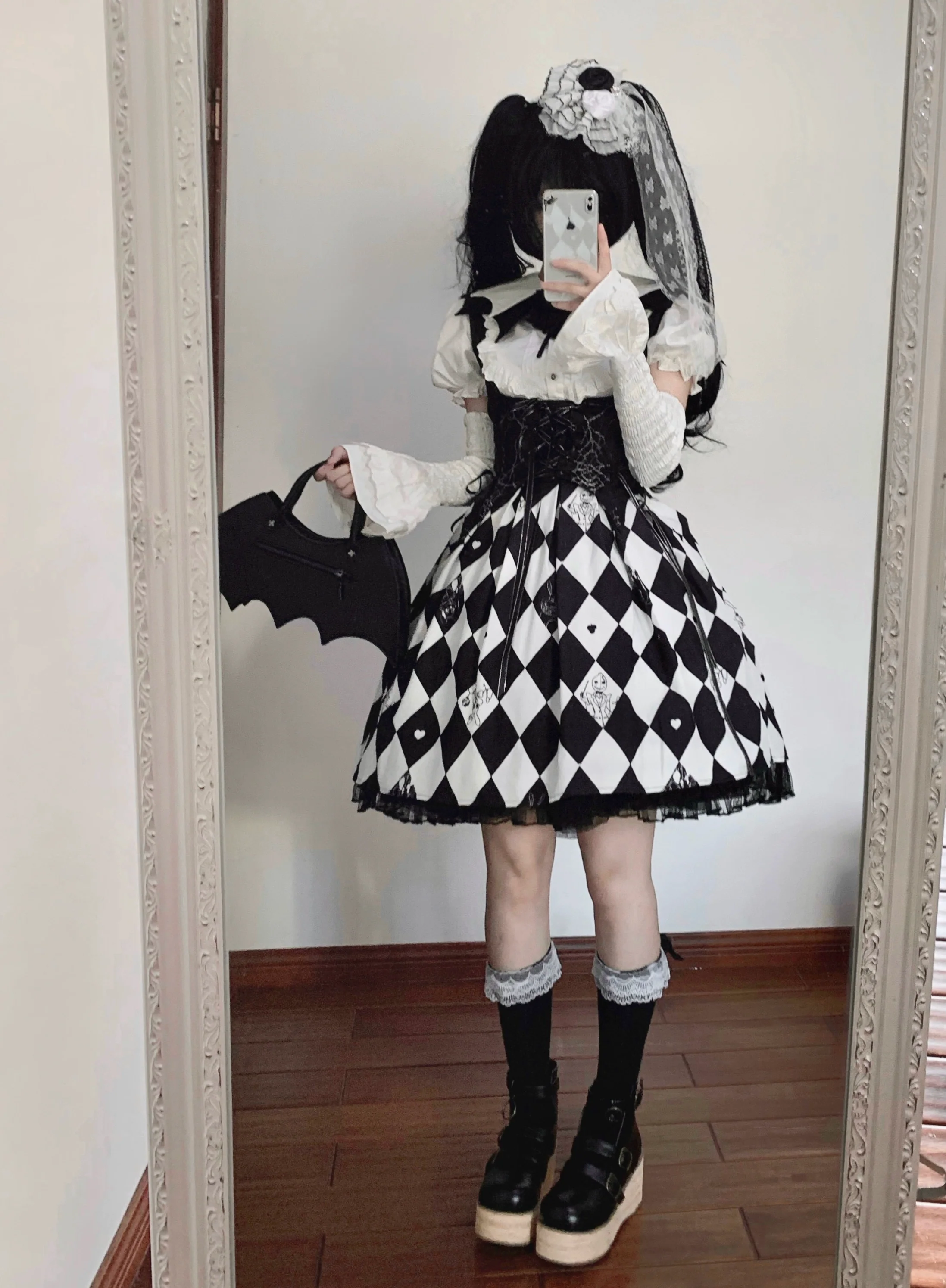 Gazing Galactic - Dusk Melody - Gothic Lolita Bat Shaped Collar Shirt, Detachable Jabot - Image 5