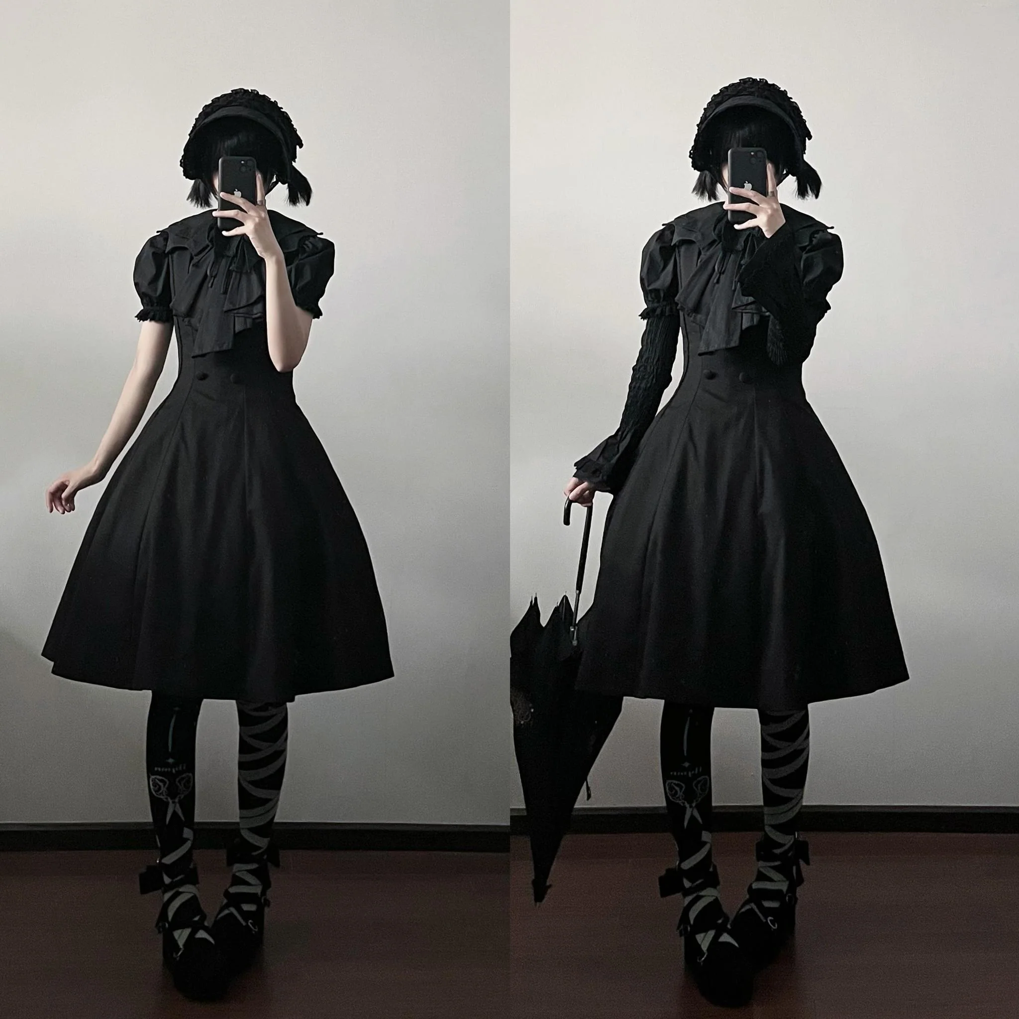 Gazing Galactic - Dusk Melody - Gothic Lolita Bat Shaped Collar Shirt, Detachable Jabot - Image 9