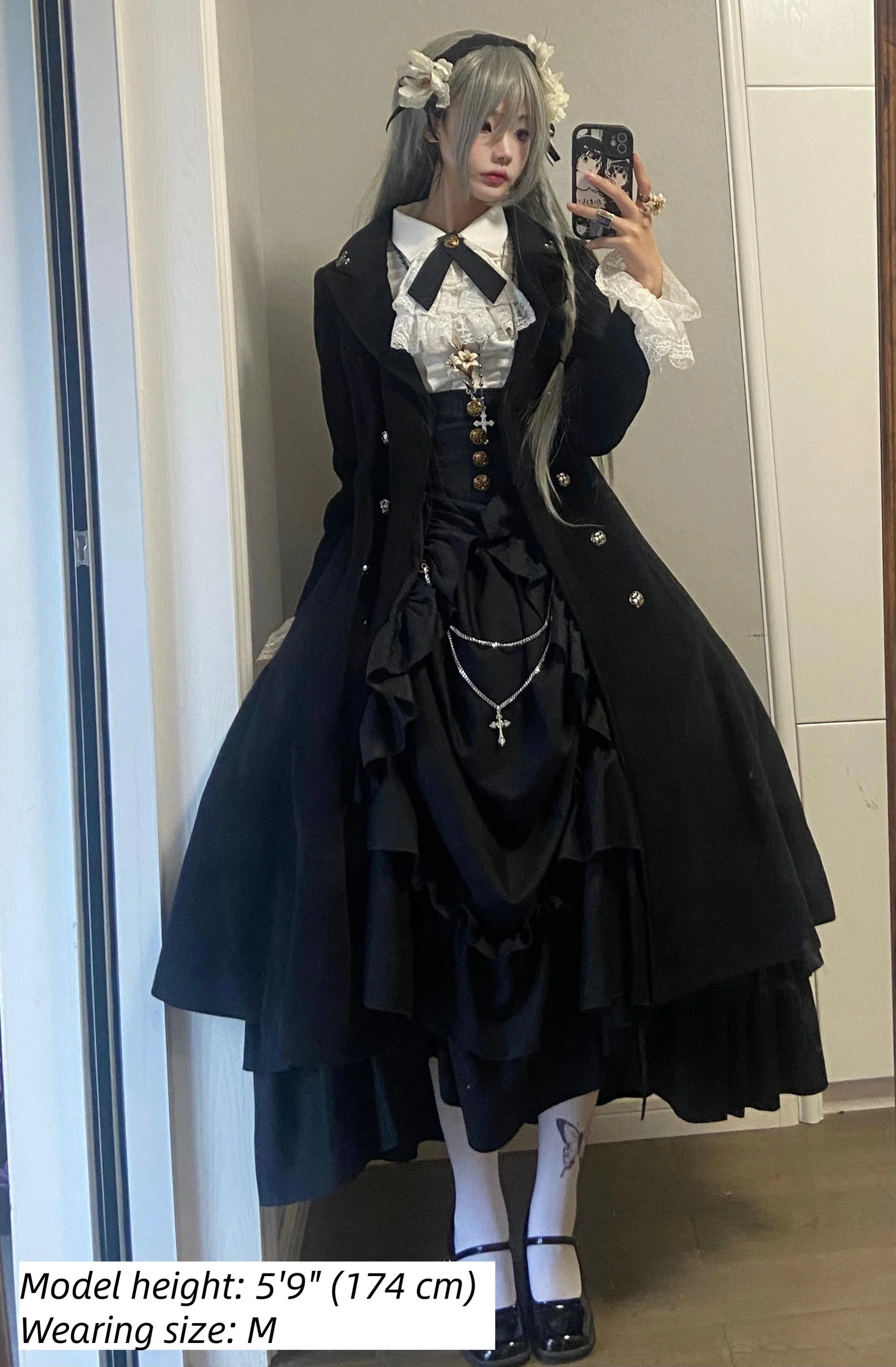 Downfall Dawn - Gothic Lolita Black Double-Breasted Coat - Image 6
