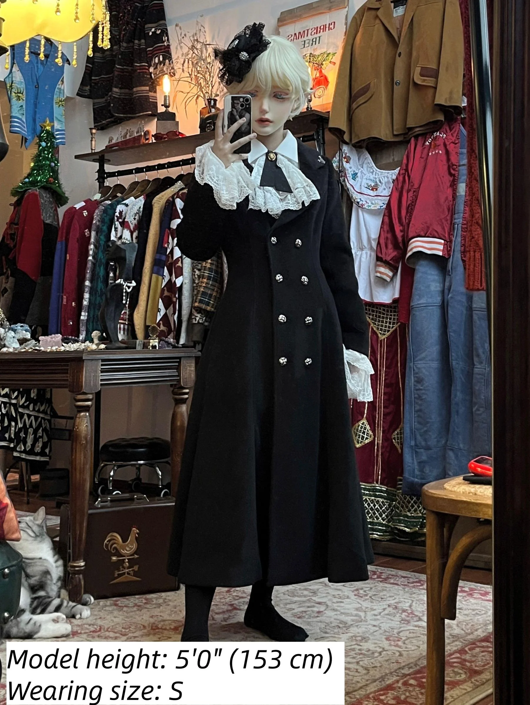 Downfall Dawn - Gothic Lolita Black Double-Breasted Coat - Image 9