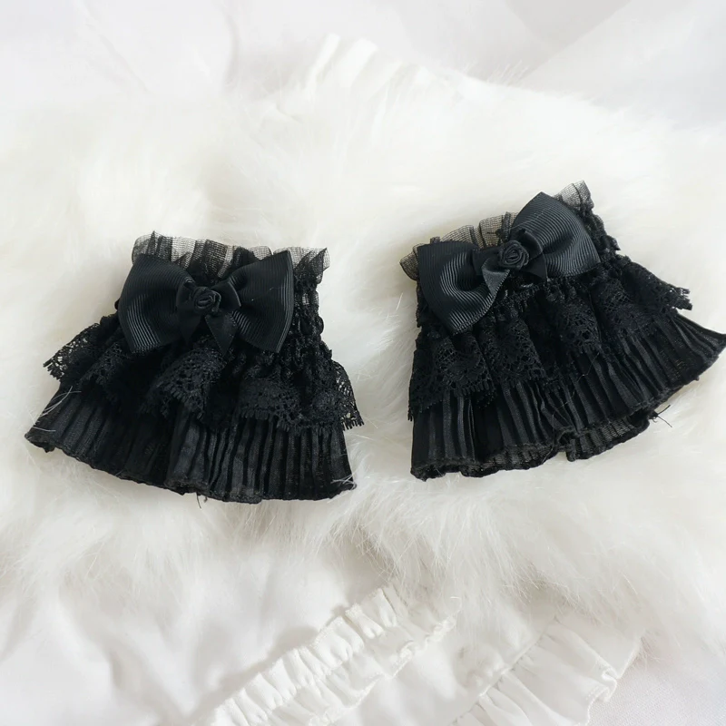 Gothic Lolita Cuffs Black Rose Lace Cross Stretch Handcuff - Image 2