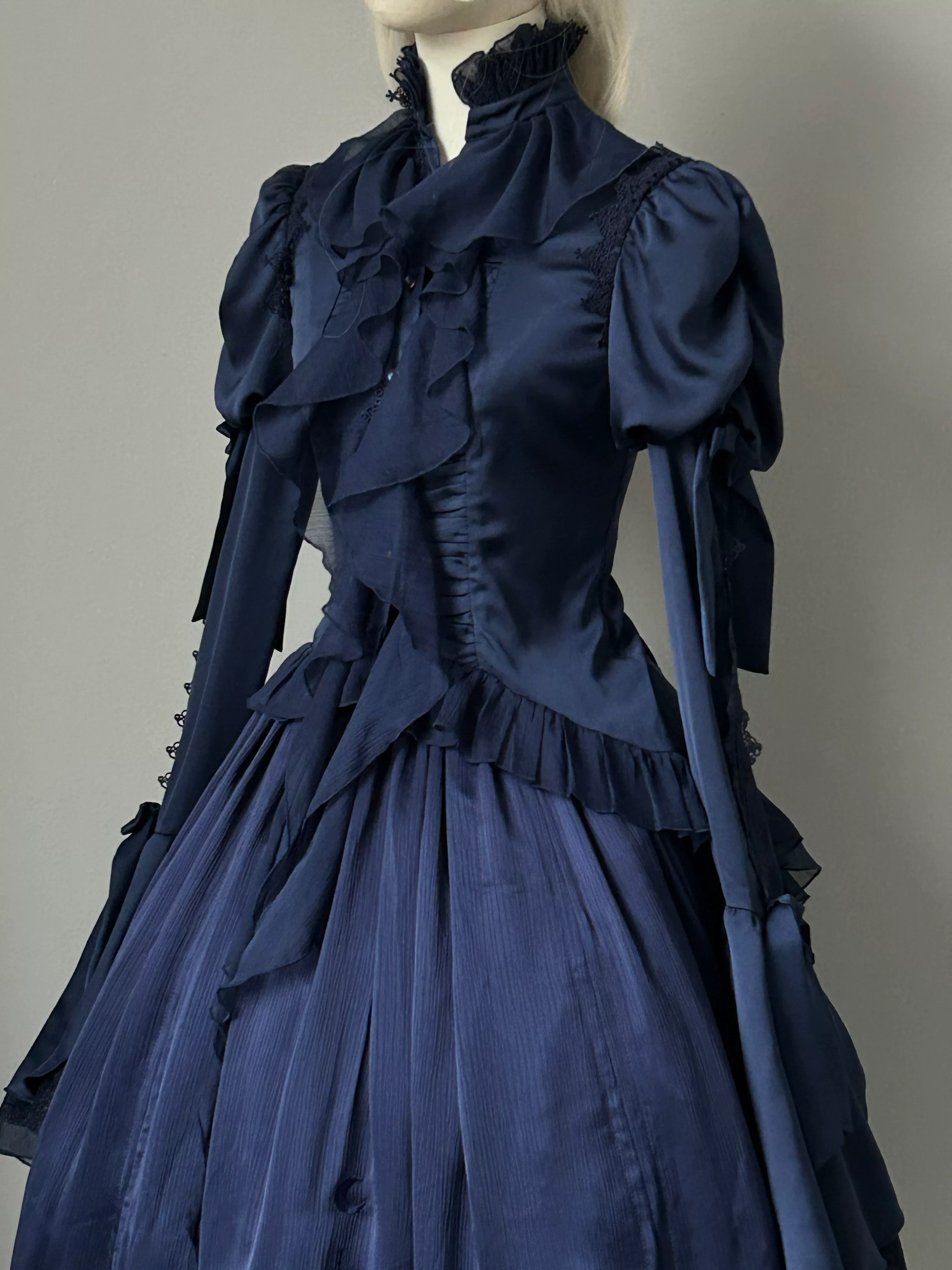Dragon Bone - Gothic Lolita Blouse, Irregular Swallowtail Flounce Hem - Image 4
