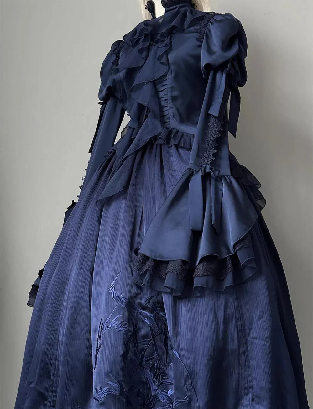 Dragon Bone - Gothic Lolita Blouse, Irregular Swallowtail Flounce Hem - Image 5