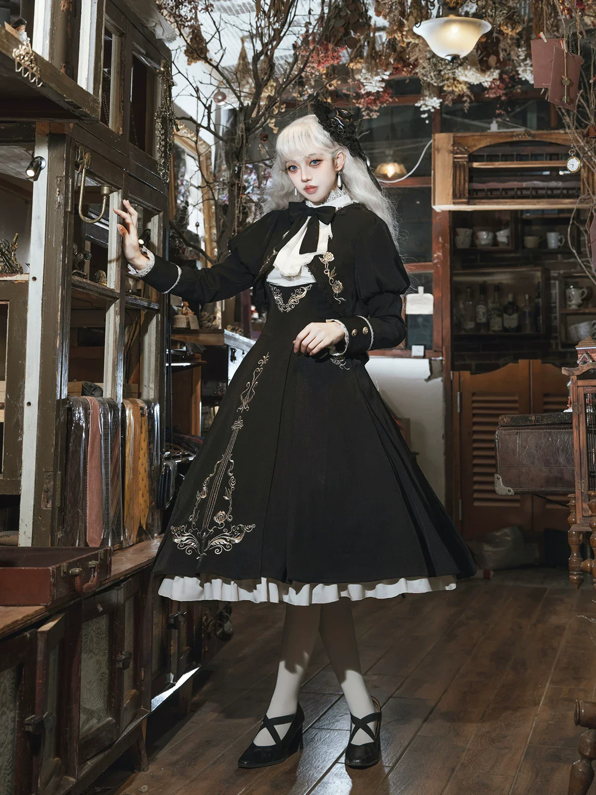 Violin Variations - Gothic Lolita Bust-supporting Dress Set, Violin Embroidery - Image 12