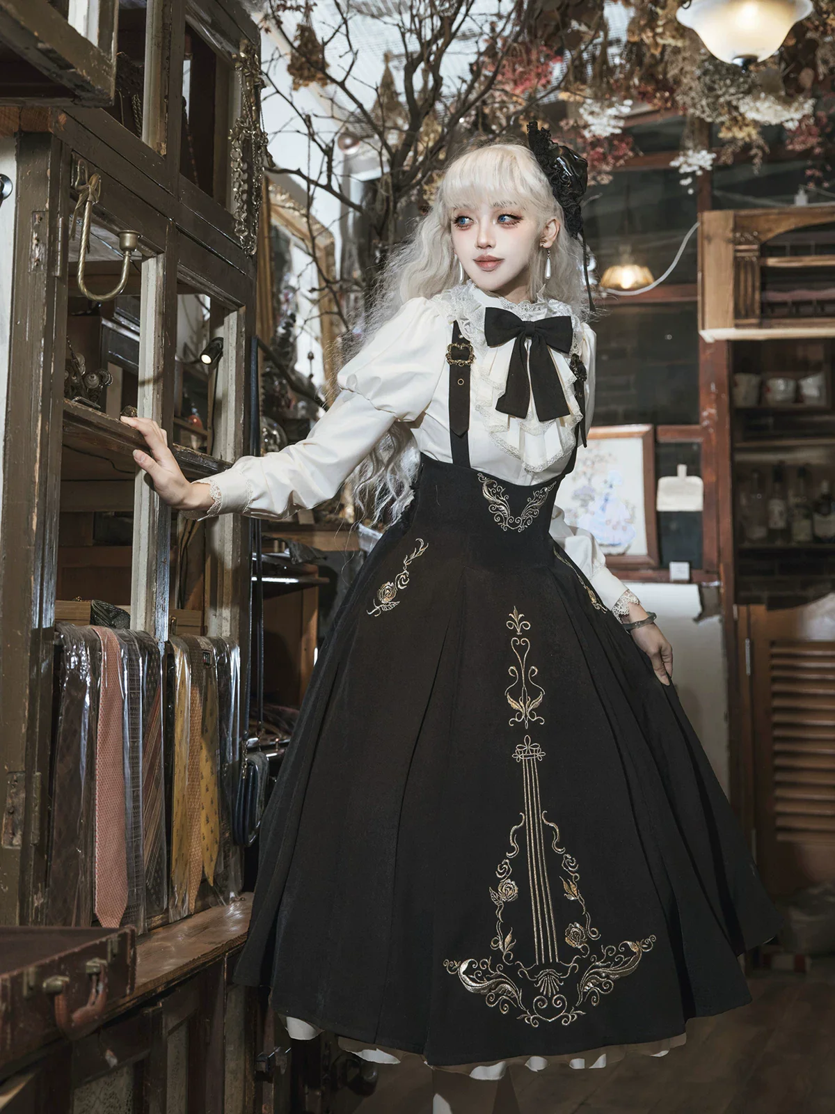 Violin Variations - Gothic Lolita Bust-supporting Dress Set, Violin Embroidery - Image 15