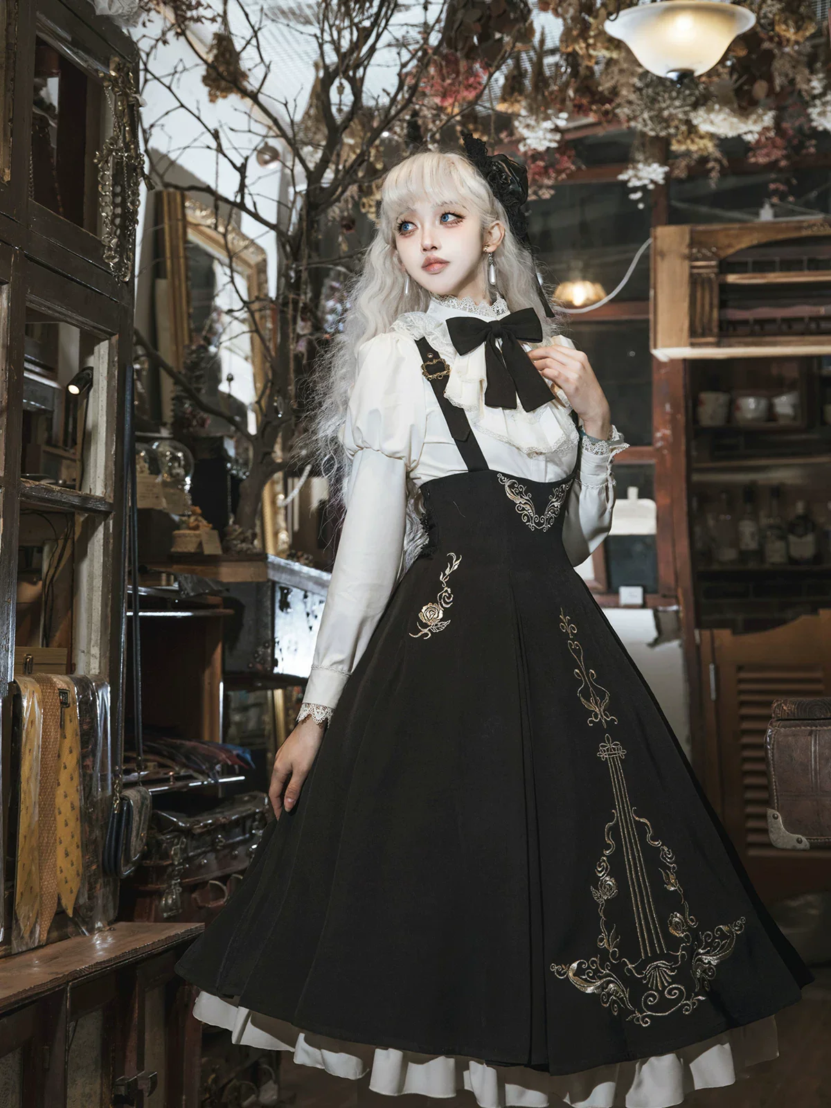 Violin Variations - Gothic Lolita Bust-supporting Dress Set, Violin Embroidery - Image 17