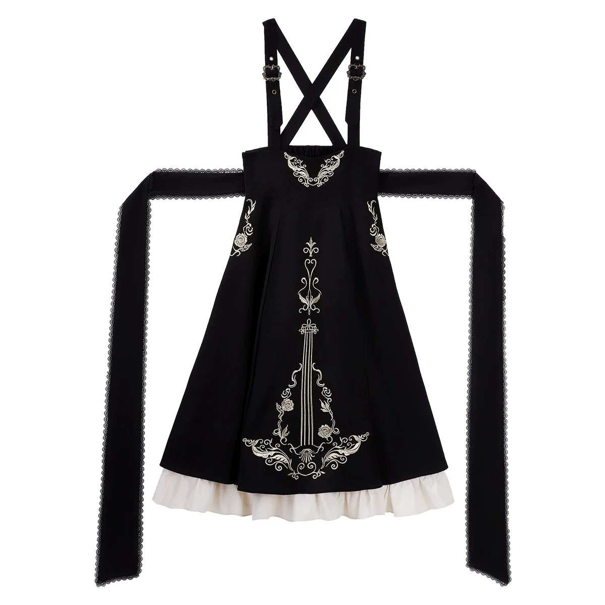 Violin Variations - Gothic Lolita Bust-supporting Dress Set, Violin Embroidery - Image 23