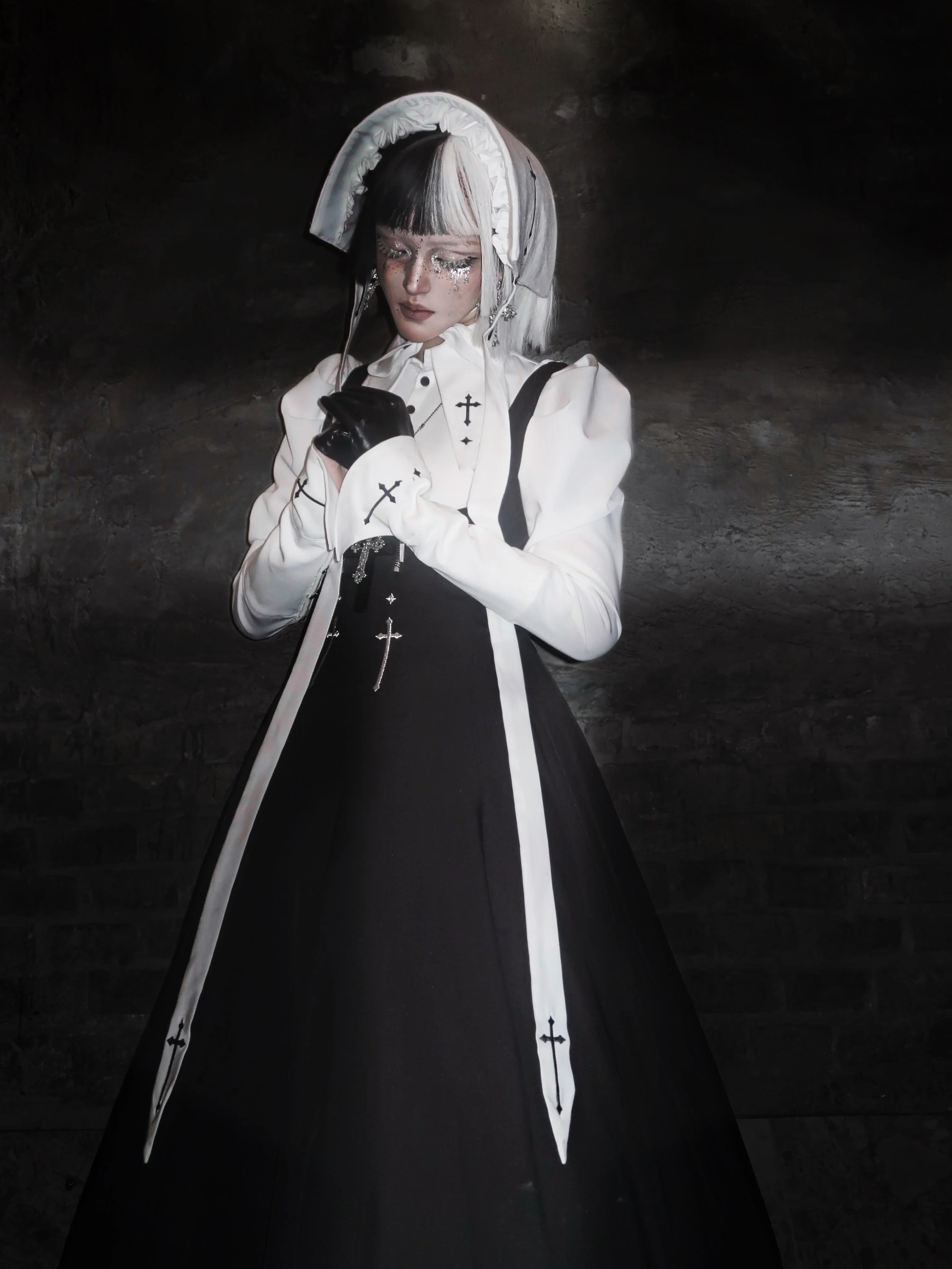 Wild Bloom Freedom - Gothic Lolita Bust-supporting JSK Set, Cross Embroidery - Image 10