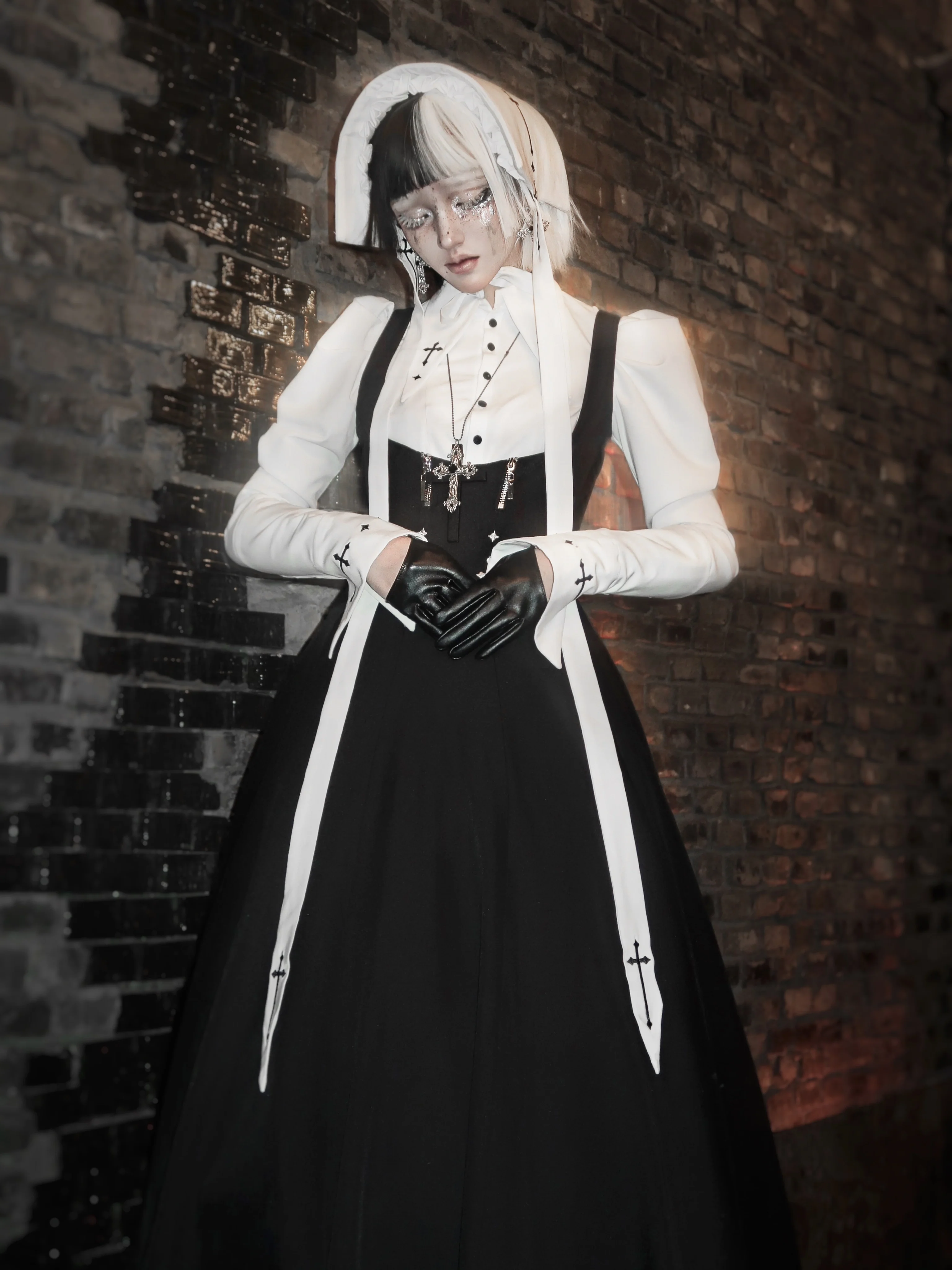 Wild Bloom Freedom - Gothic Lolita Bust-supporting JSK Set, Cross Embroidery - Image 11