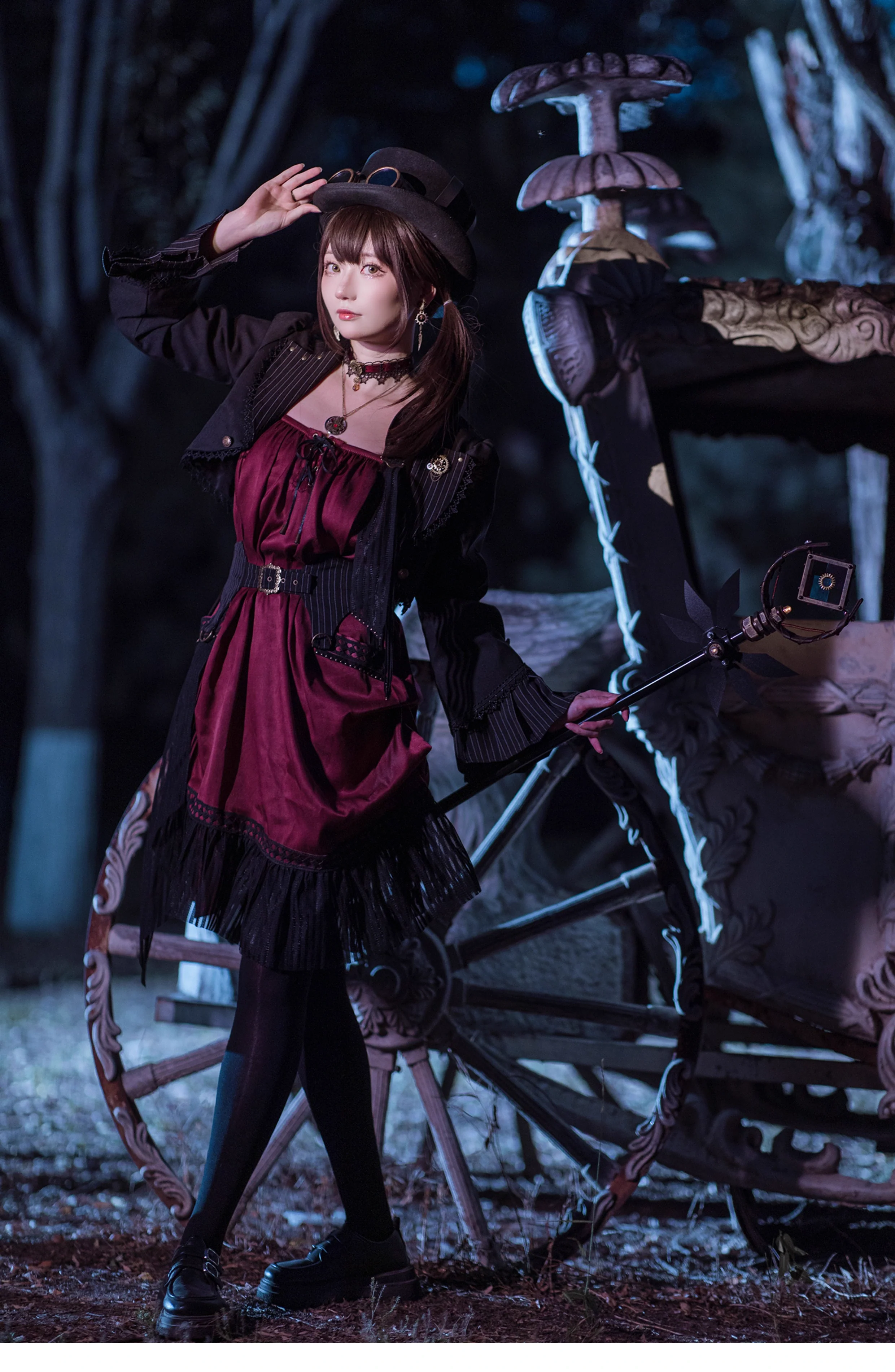 Mr. Yi's Steam Continent - Gothic Lolita Cardigan Long Sleeve Black Short Jacket - Image 10