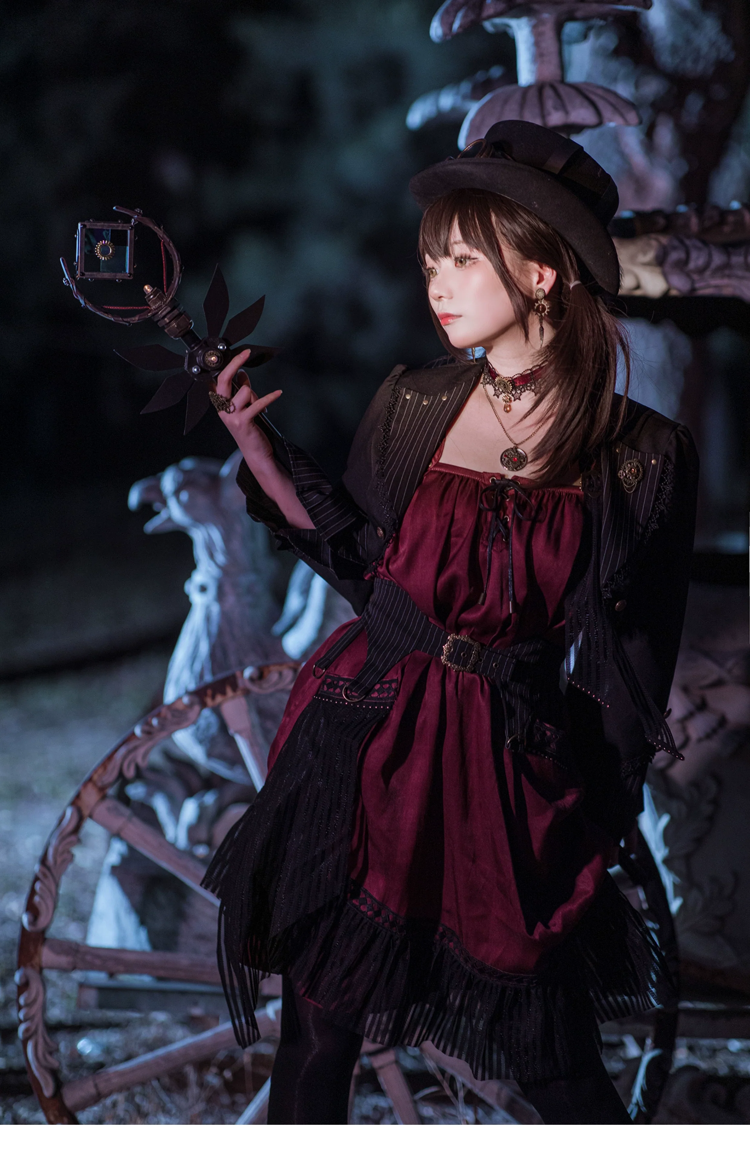 Mr. Yi's Steam Continent - Gothic Lolita Cardigan Long Sleeve Black Short Jacket - Image 12