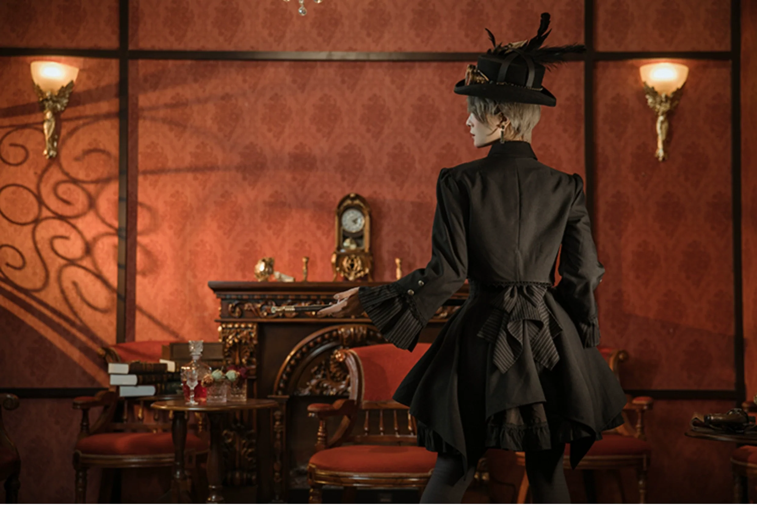 Mr. Yi's Steam Continent - Gothic Lolita Cardigan Long Sleeve Black Short Jacket - Image 35