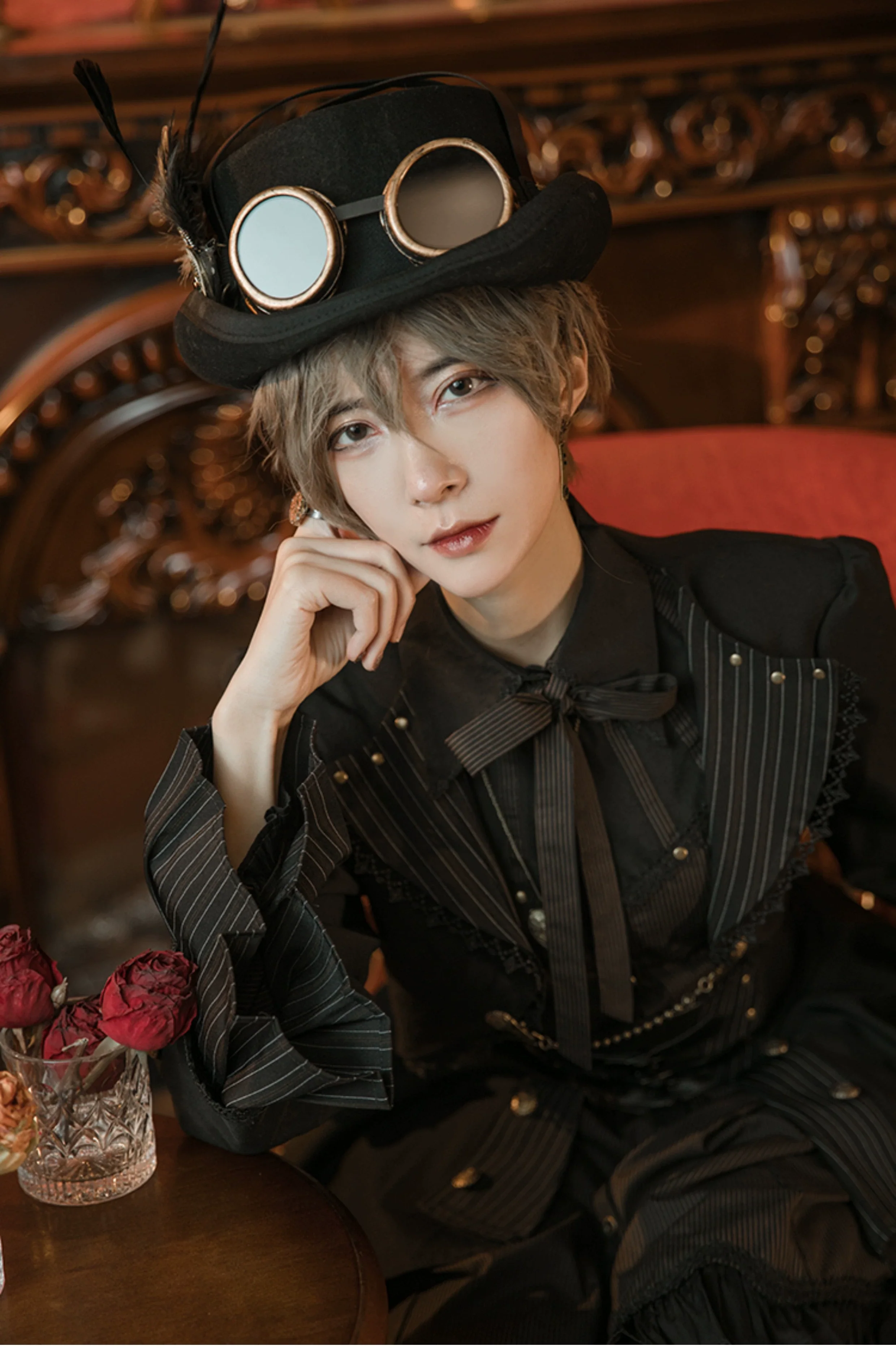 Mr. Yi's Steam Continent - Gothic Lolita Cardigan Long Sleeve Black Short Jacket - Image 37