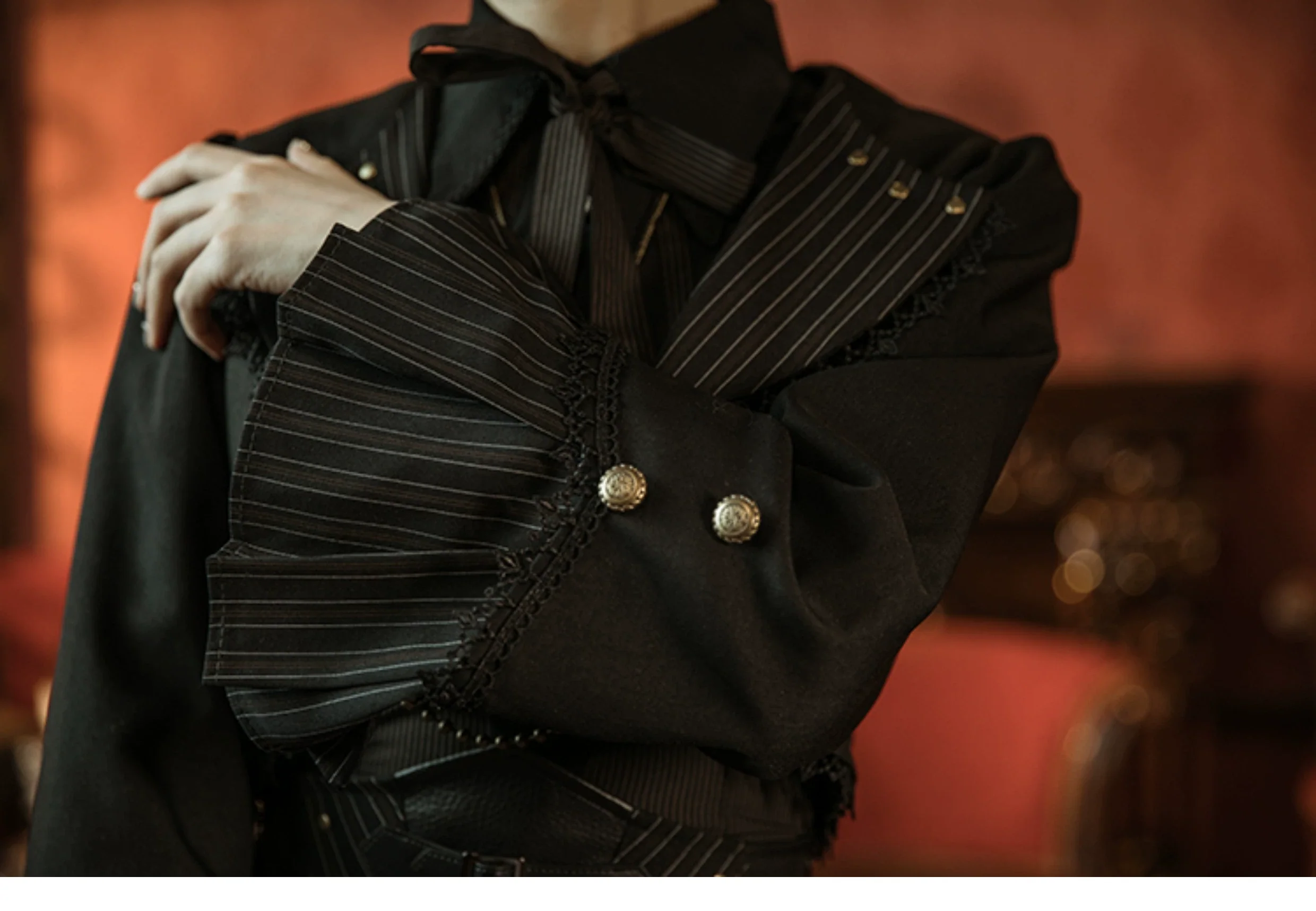 Mr. Yi's Steam Continent - Gothic Lolita Cardigan Long Sleeve Black Short Jacket - Image 39