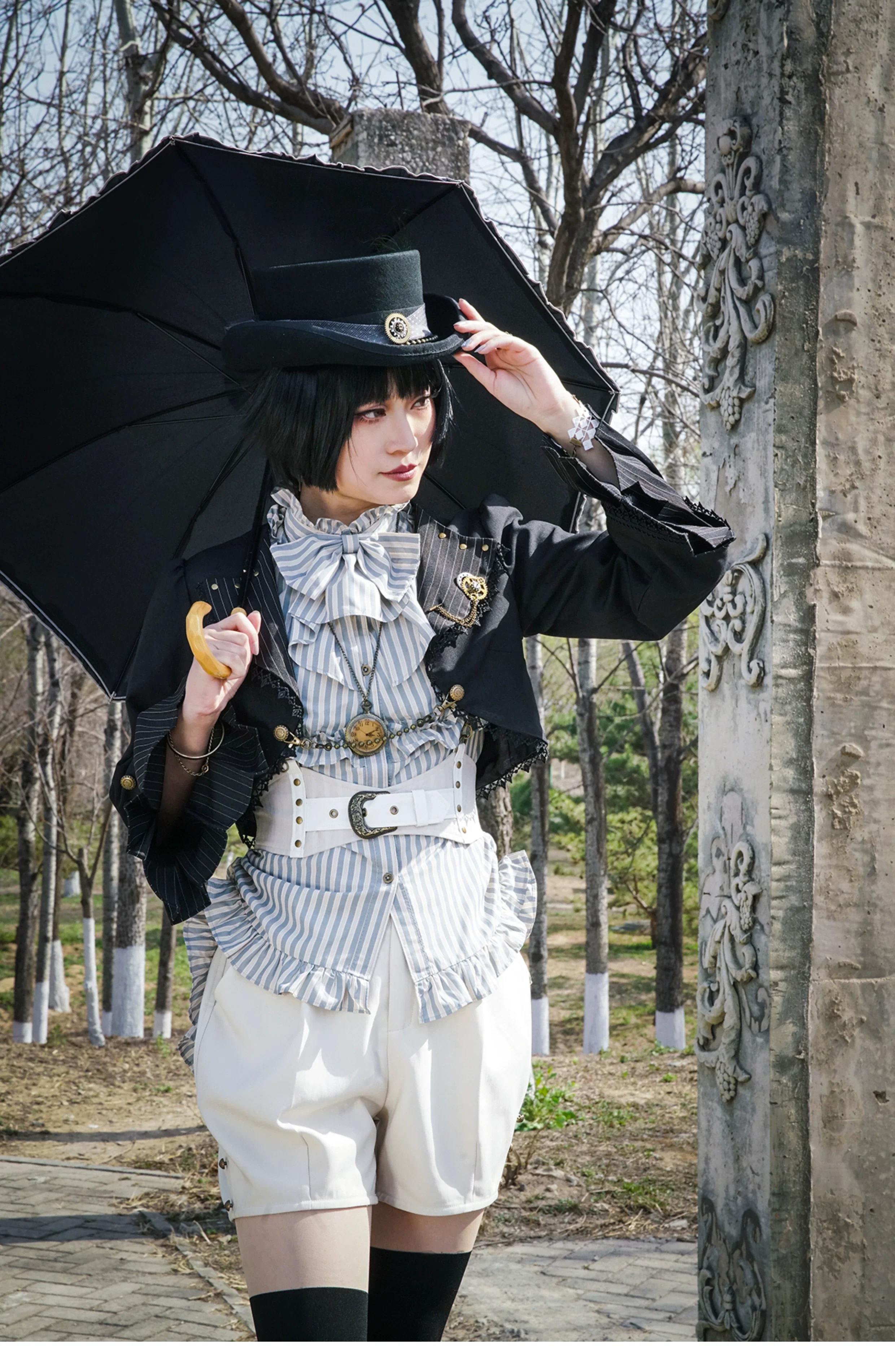 Mr. Yi's Steam Continent - Gothic Lolita Cardigan Long Sleeve Black Short Jacket - Image 5