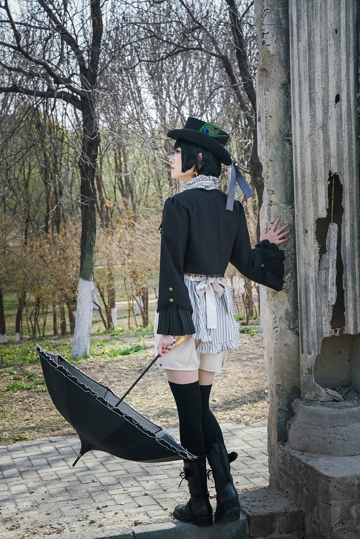 Mr. Yi's Steam Continent - Gothic Lolita Cardigan Long Sleeve Black Short Jacket - Image 6