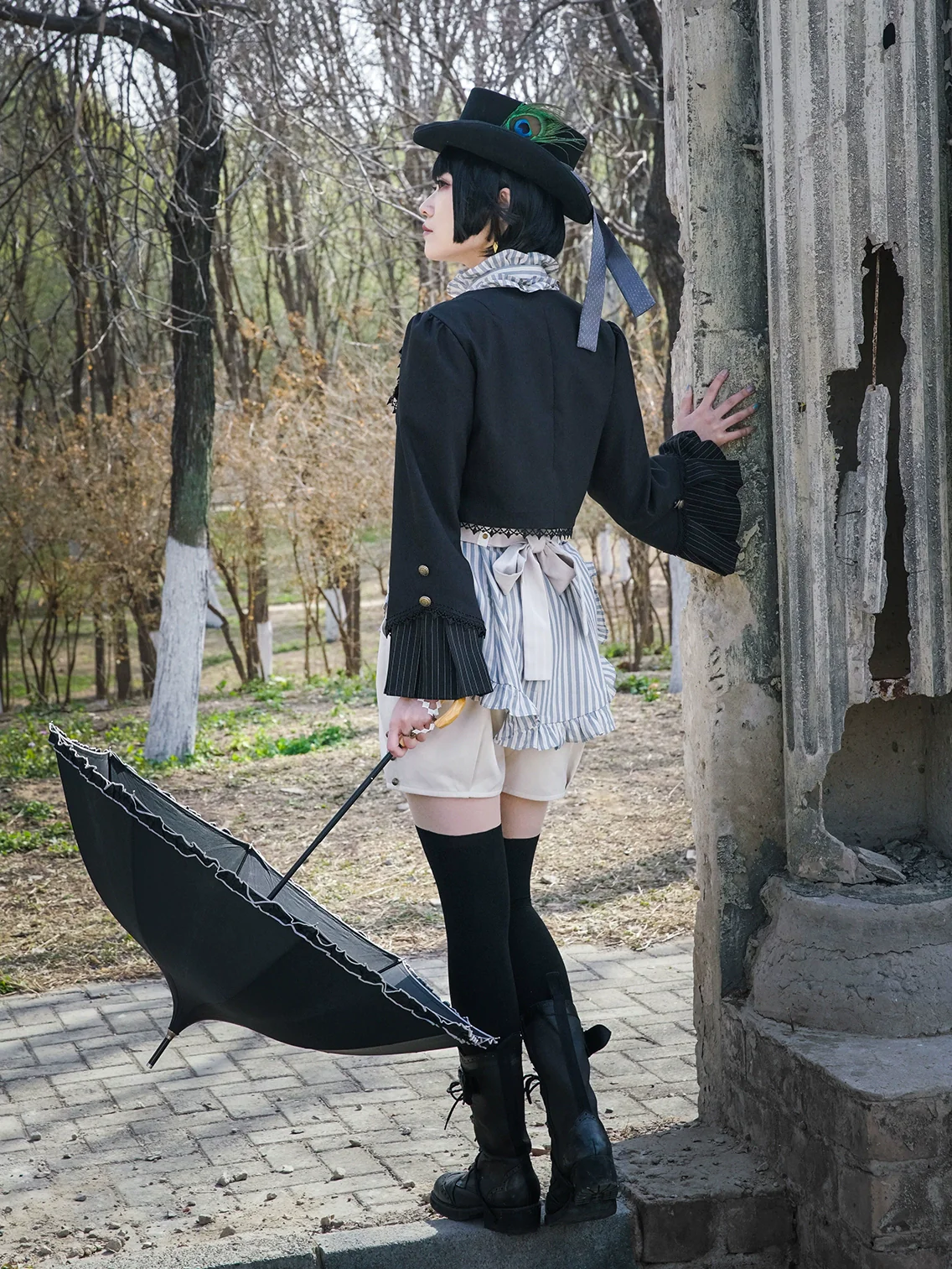 Mr. Yi's Steam Continent - Gothic Lolita Cardigan Long Sleeve Black Short Jacket - Image 7