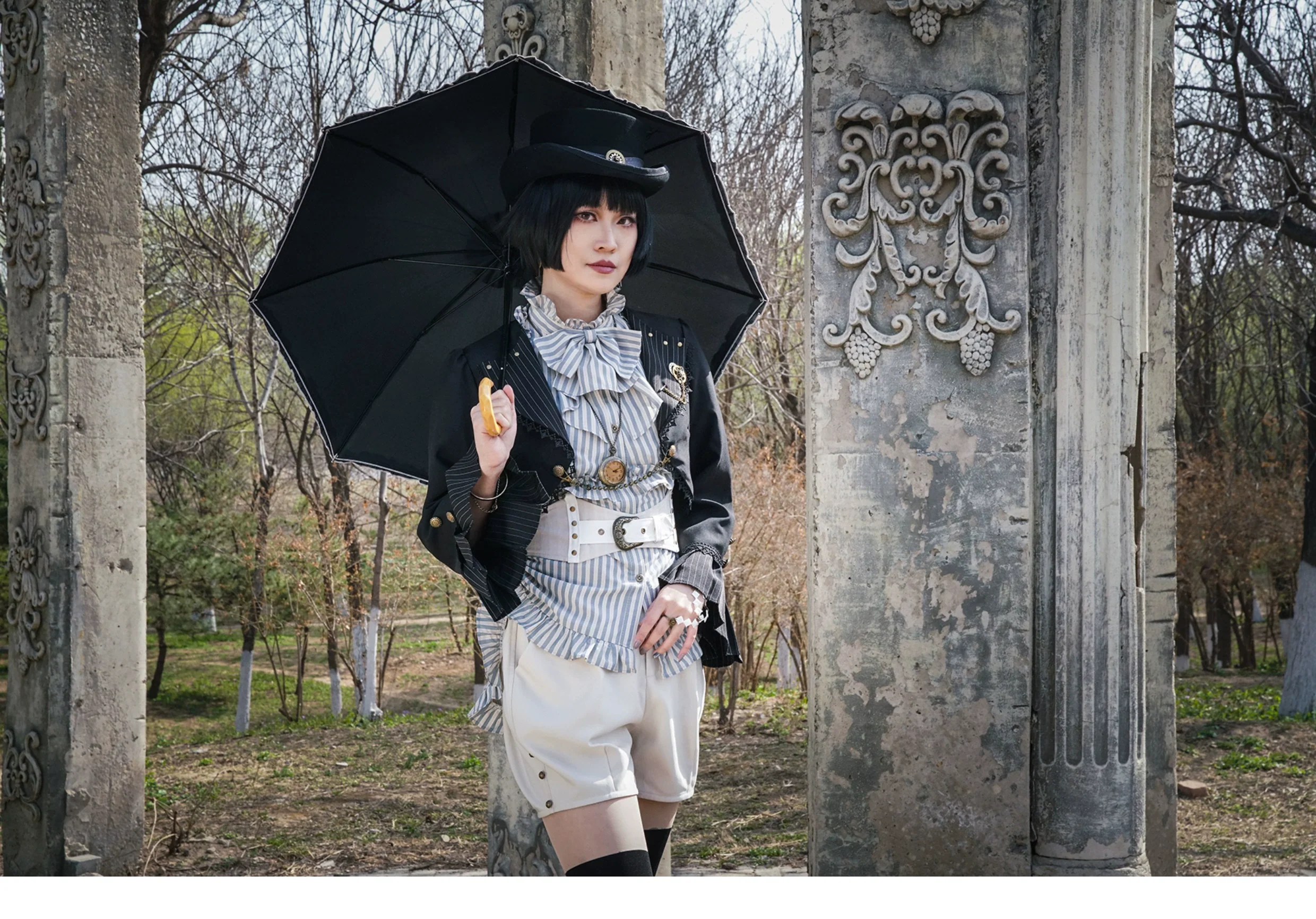 Mr. Yi's Steam Continent - Gothic Lolita Cardigan Long Sleeve Black Short Jacket - Image 8