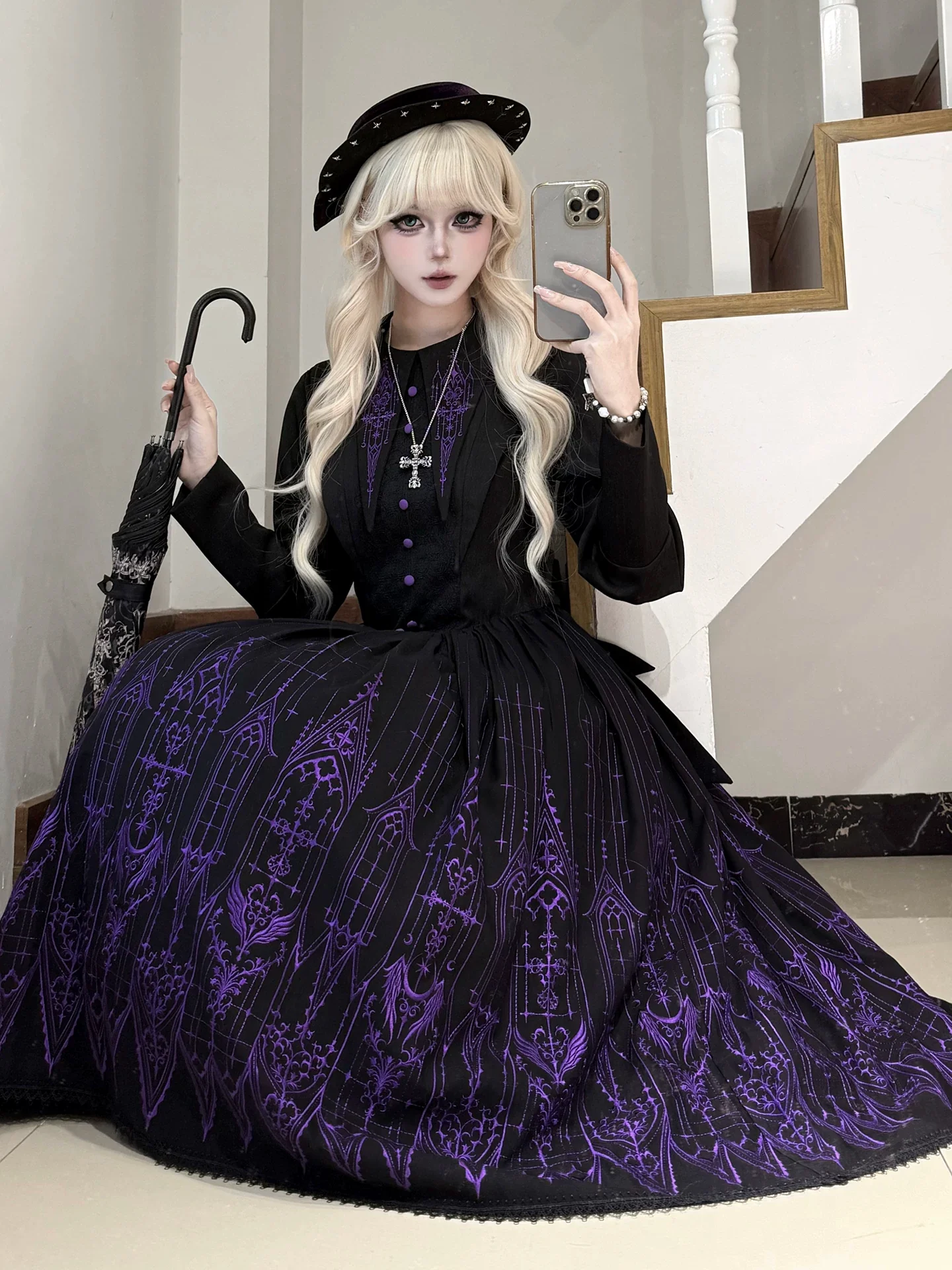 Dream Window - Gothic Lolita Church Embroidery OP Dress, Back Zipper - Image 12