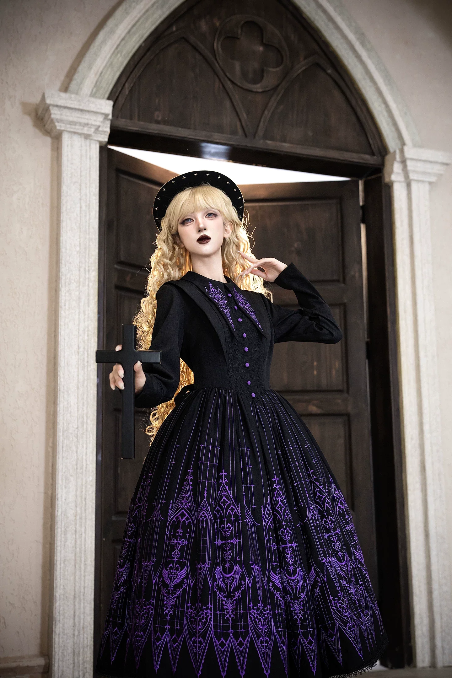 Dream Window - Gothic Lolita Church Embroidery OP Dress, Back Zipper - Image 14