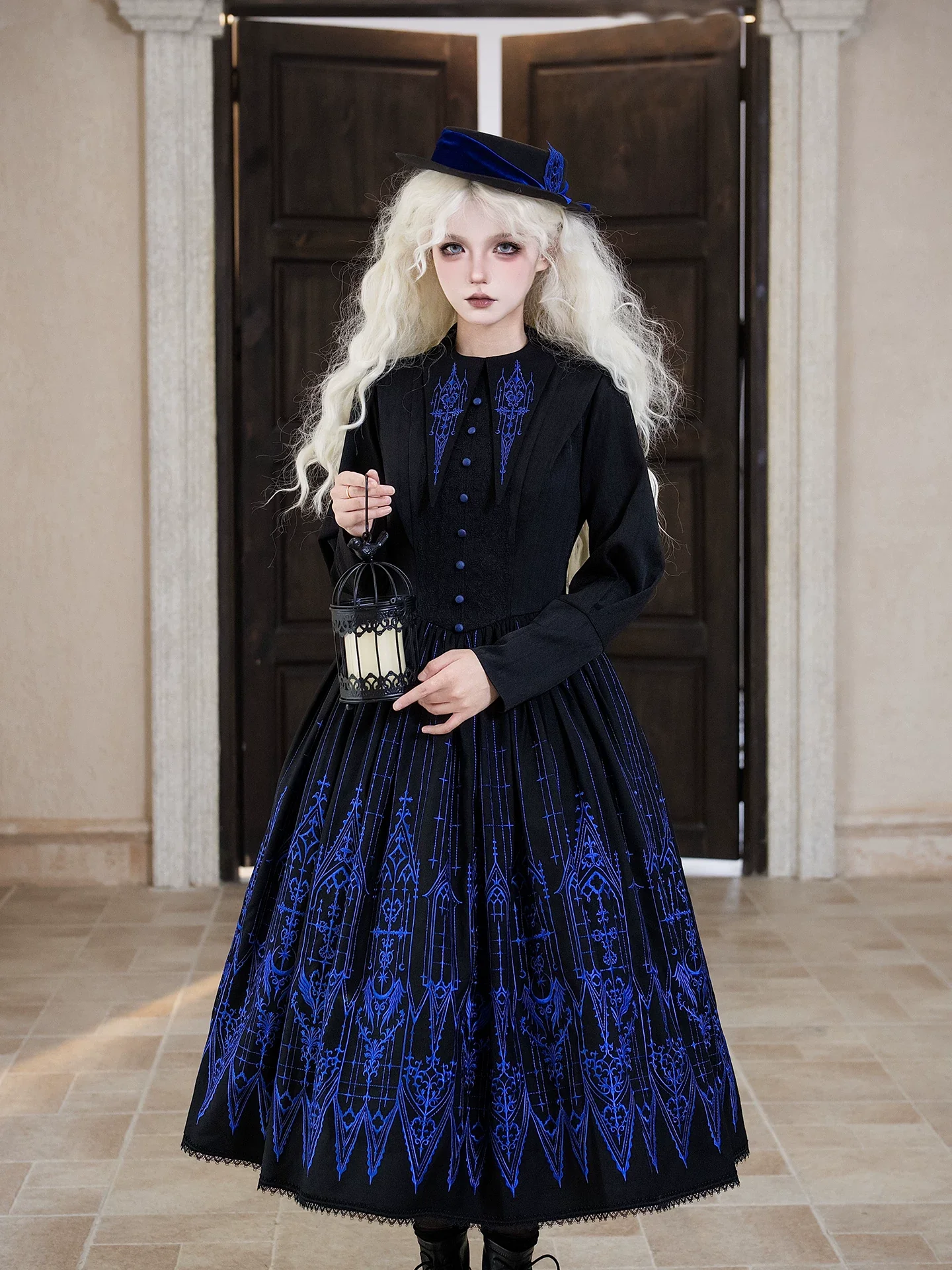 Dream Window - Gothic Lolita Church Embroidery OP Dress, Back Zipper - Image 4
