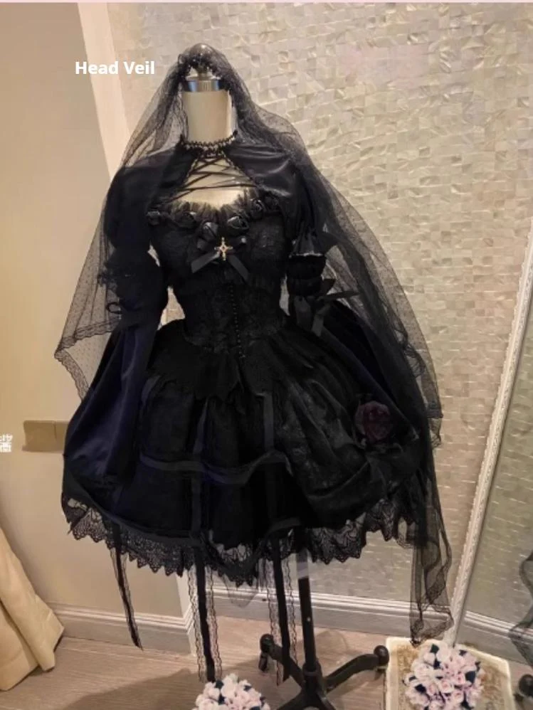 Doujiang - Rose Cage - Gothic Lolita Dress Black Suspender Dress - Image 12