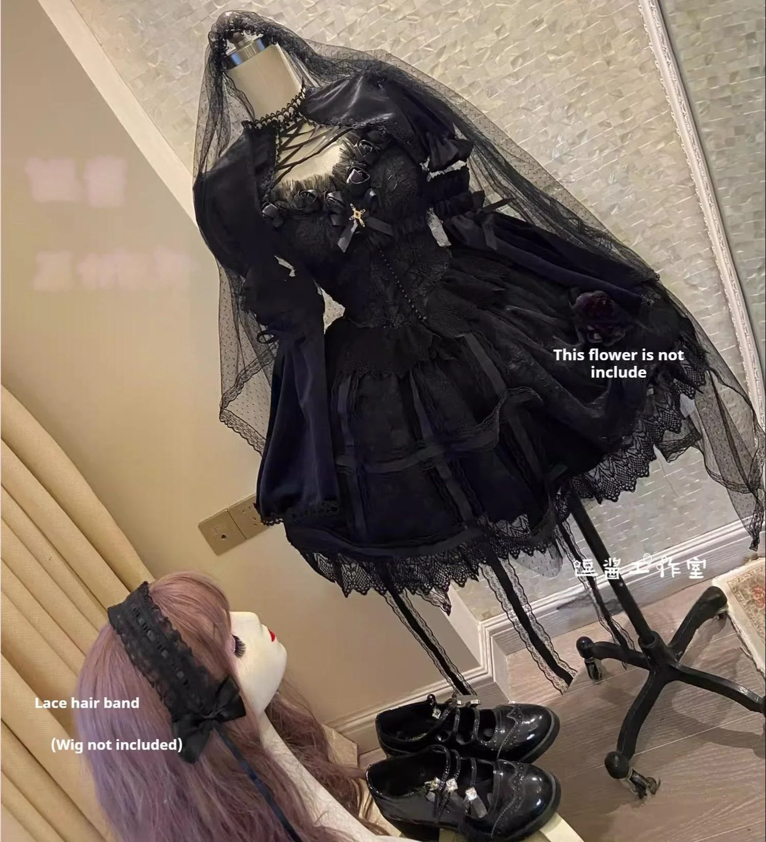 Doujiang - Rose Cage - Gothic Lolita Dress Black Suspender Dress - Image 15