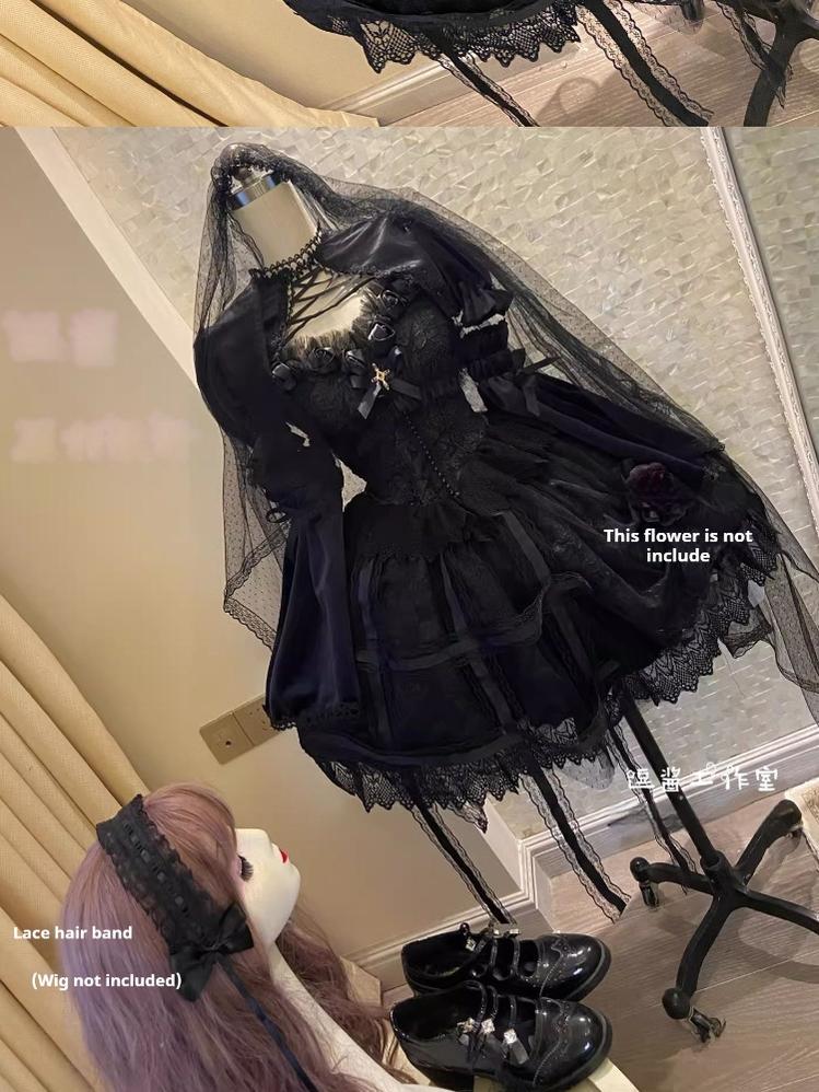 Doujiang - Rose Cage - Gothic Lolita Dress Black Suspender Dress - Image 16